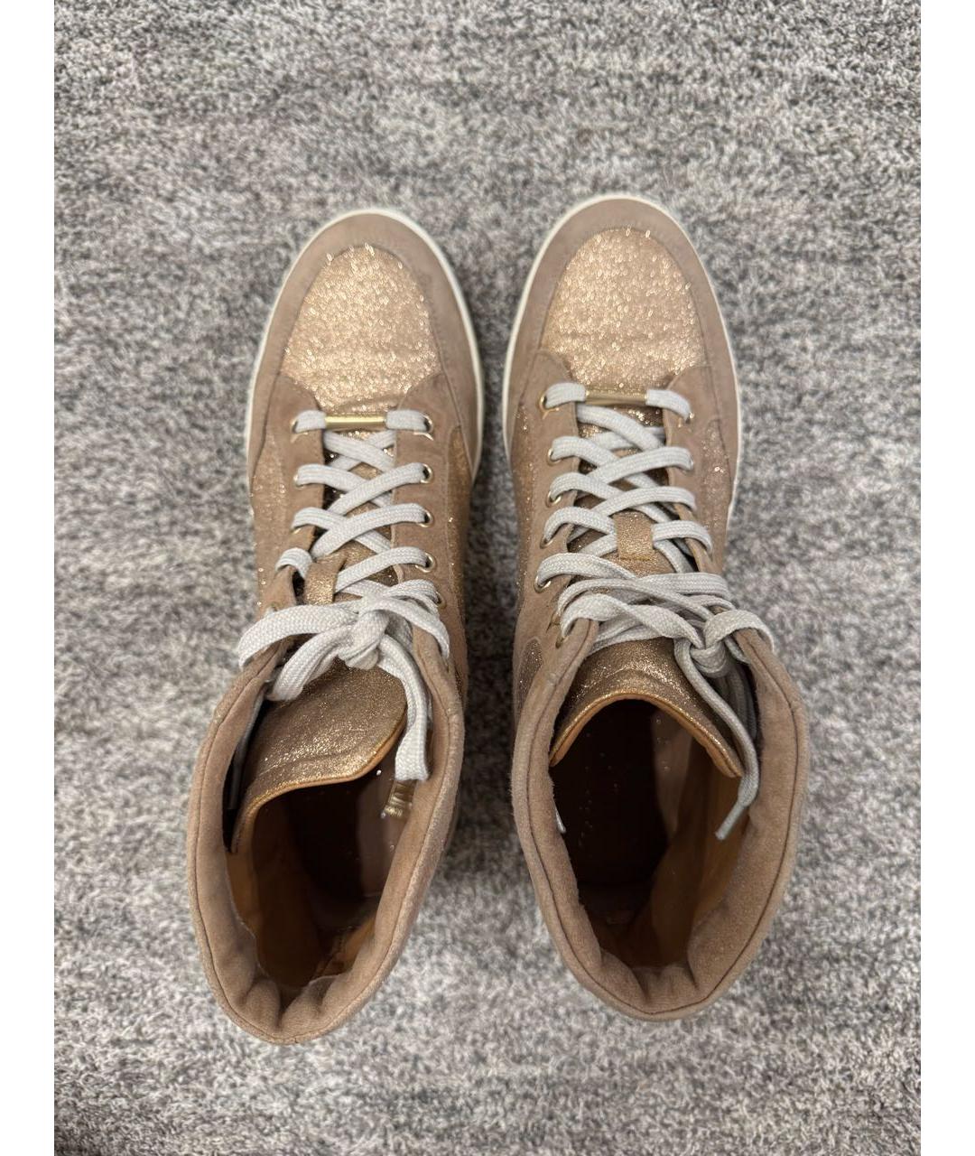 JIMMY CHOO Бежевые замшевые ботинки, фото 4