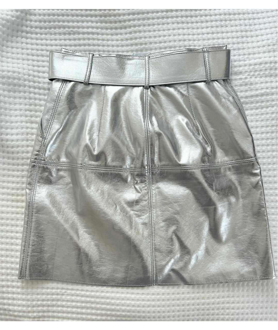 MSGM Серебряная вискозная юбка мини, фото 3