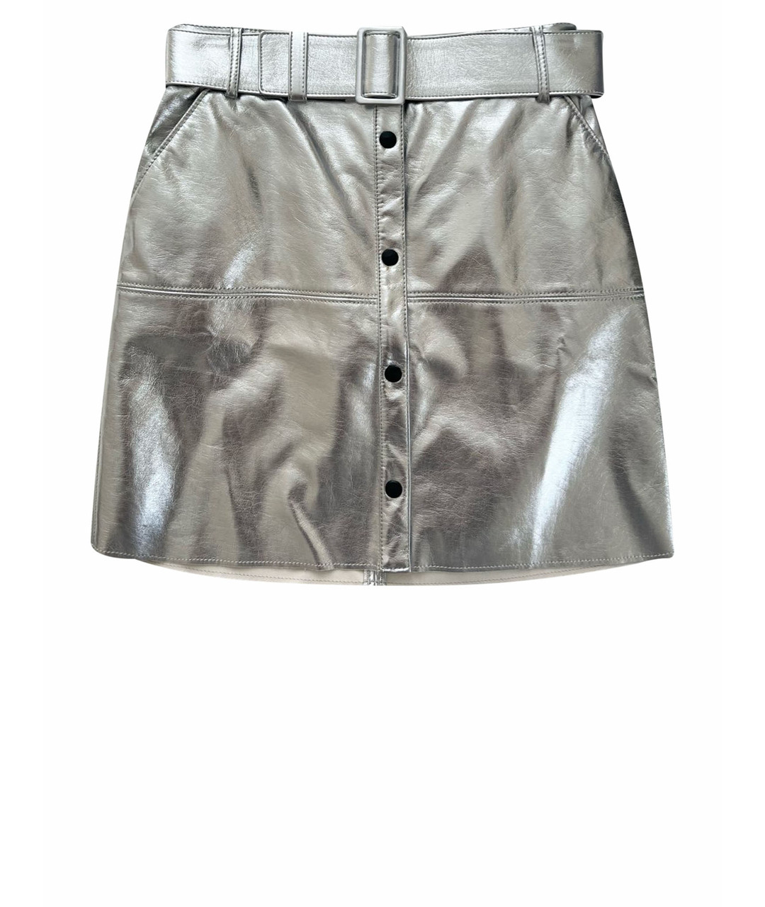 MSGM Серебряная вискозная юбка мини, фото 1