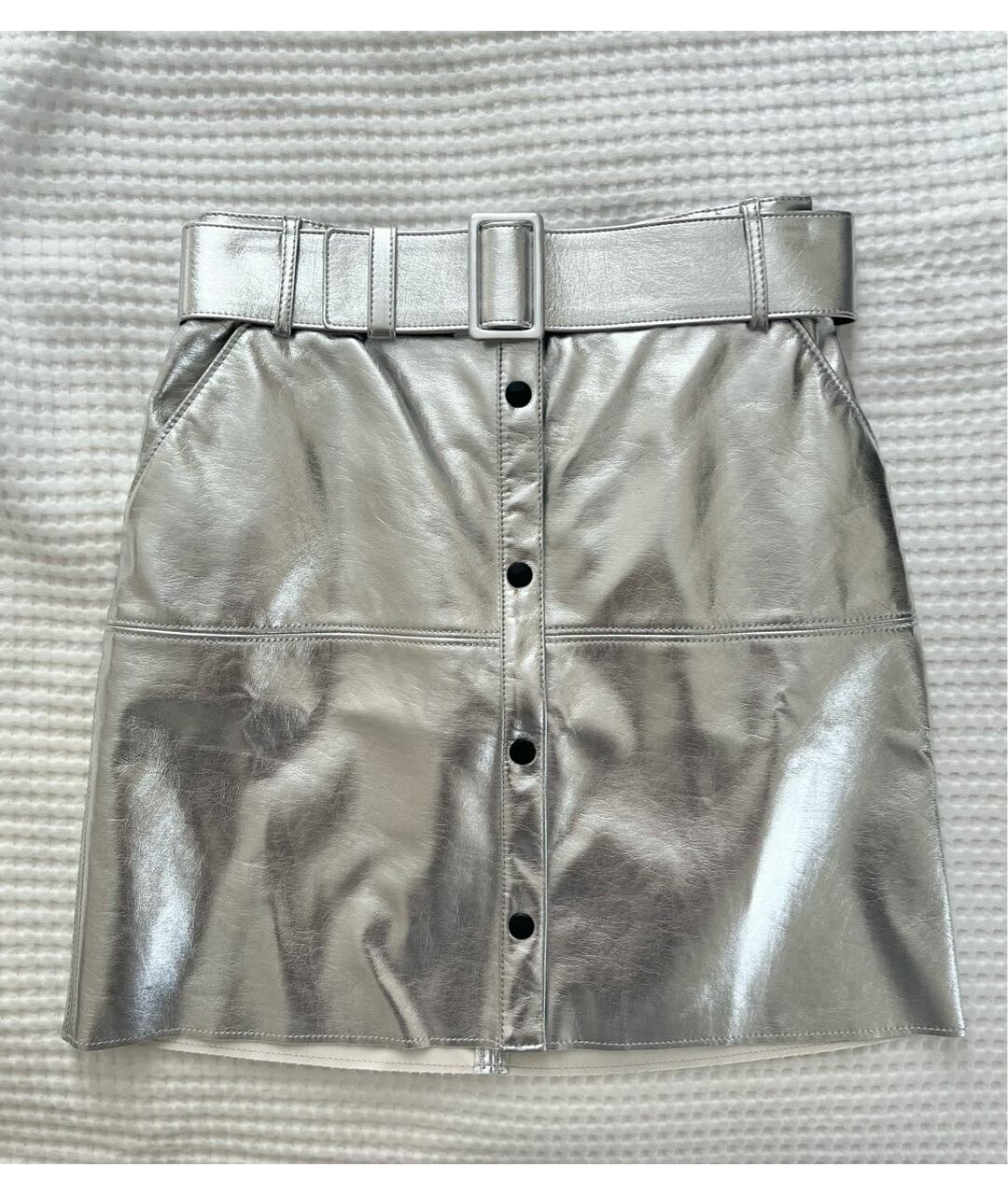 MSGM Серебряная вискозная юбка мини, фото 2