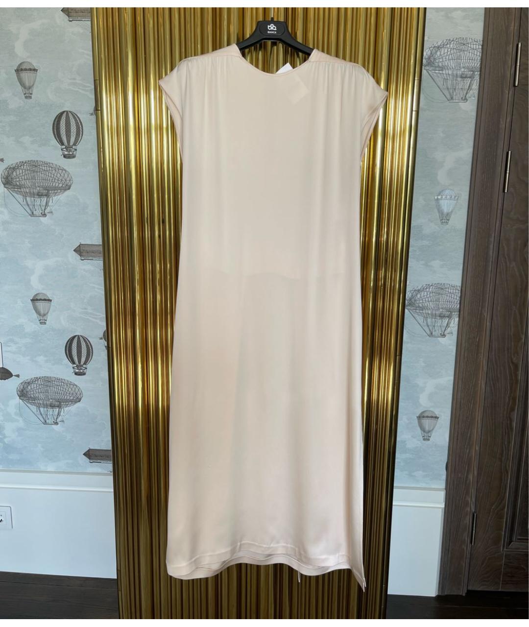 LORO PIANA Бежевое шелковое повседневное платье, фото 5