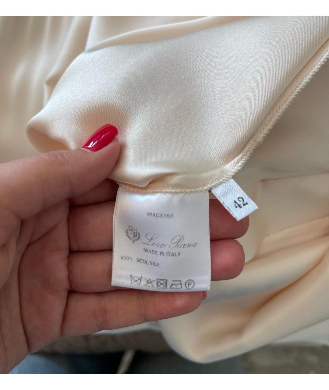 LORO PIANA Бежевое шелковое повседневное платье, фото 4