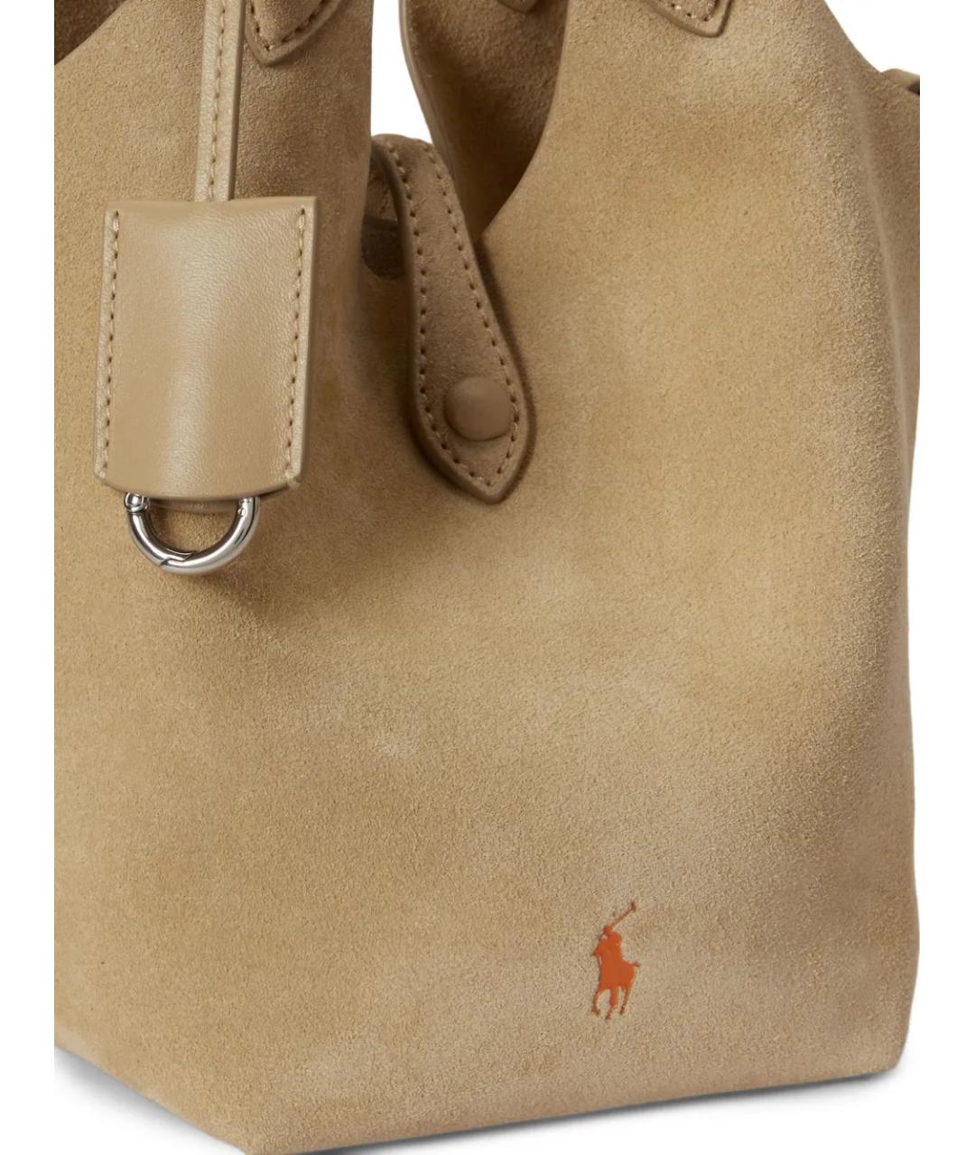 POLO RALPH LAUREN Бежевая замшевая сумка тоут, фото 4