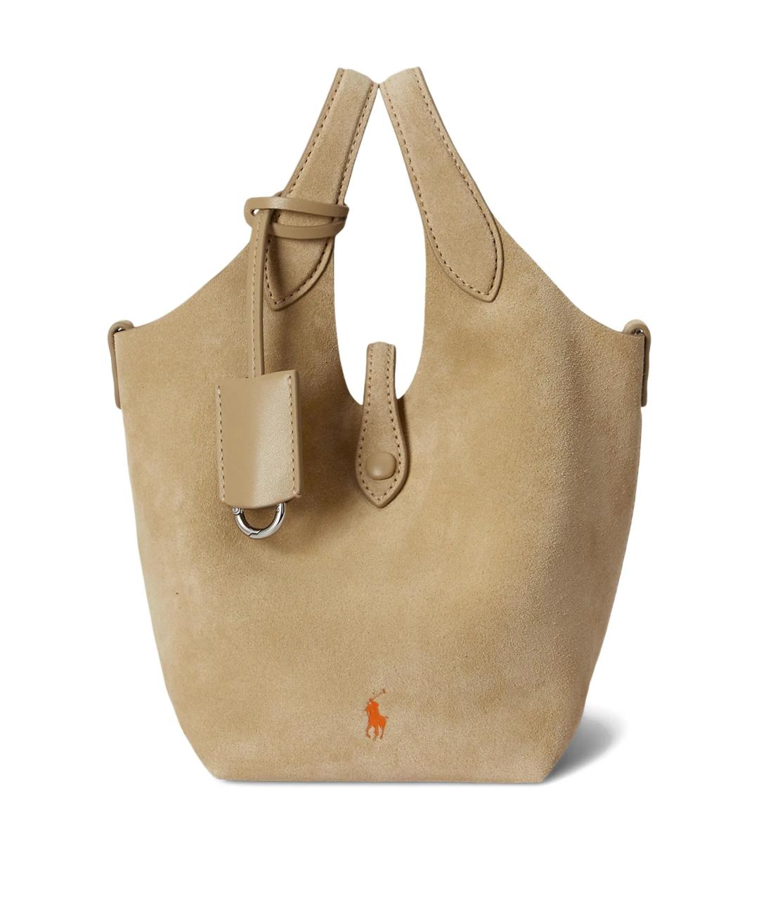 POLO RALPH LAUREN Бежевая замшевая сумка тоут, фото 1