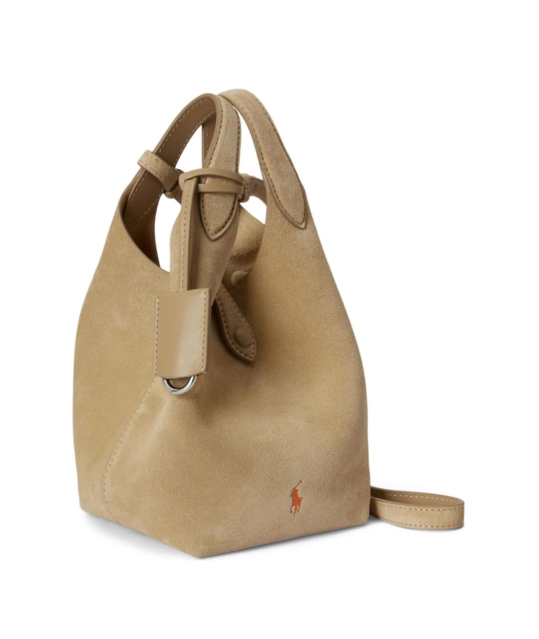 POLO RALPH LAUREN Бежевая замшевая сумка тоут, фото 3