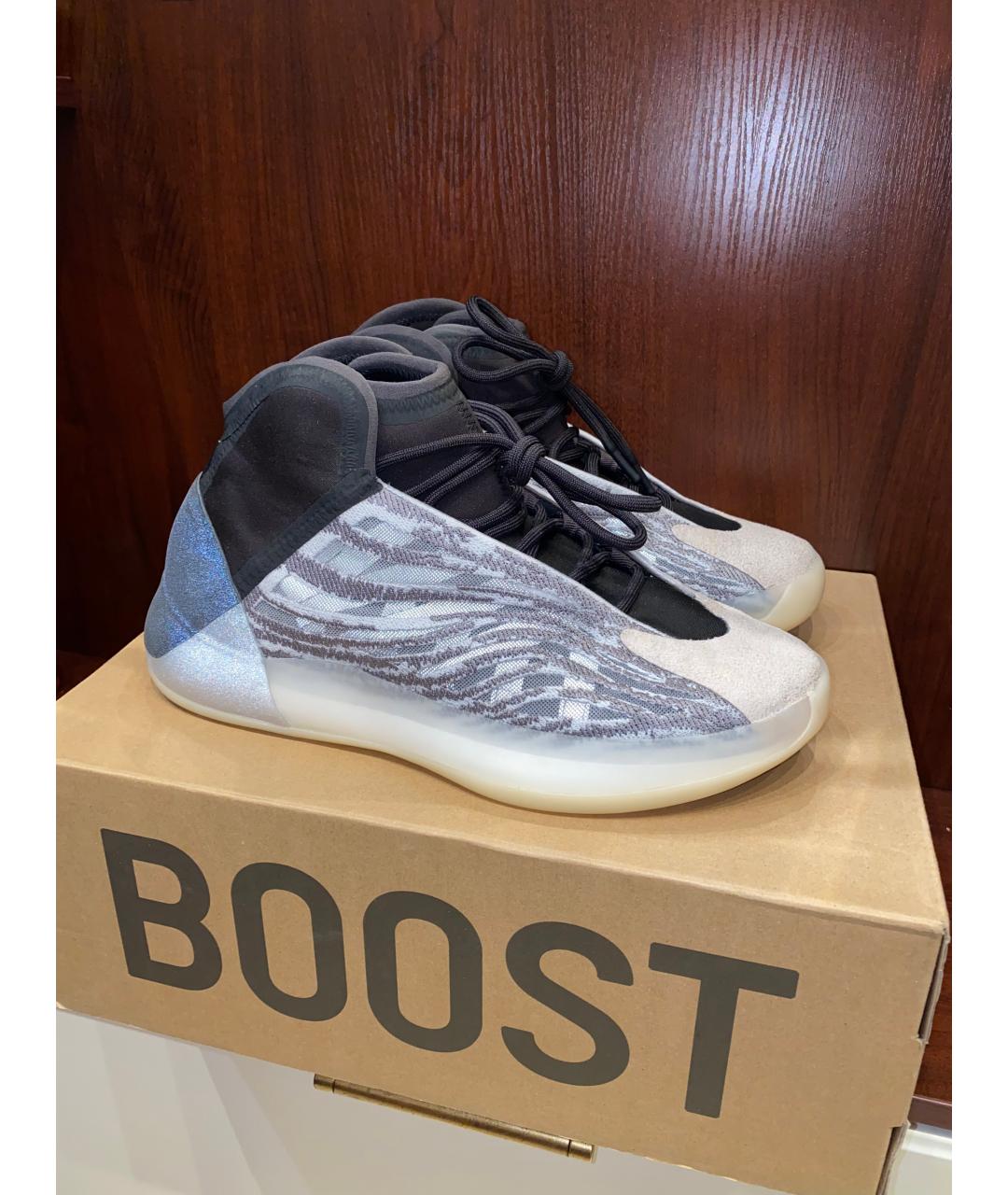 ADIDAS YEEZY Серые текстильные высокие кроссовки / кеды, фото 4