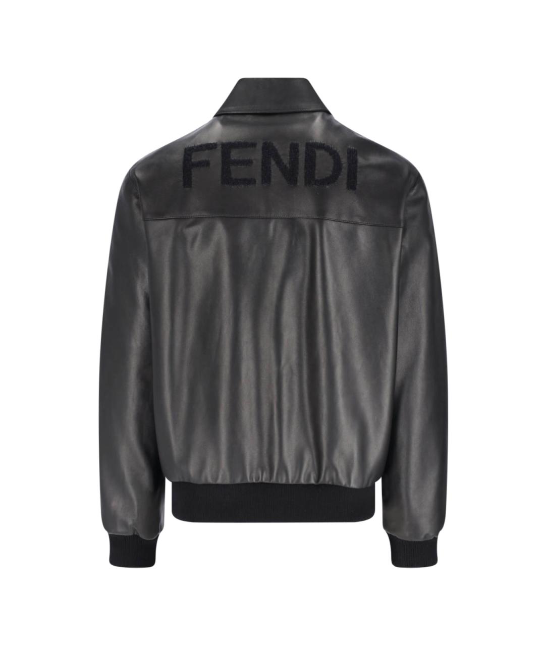 FENDI Черная кожаная куртка, фото 2