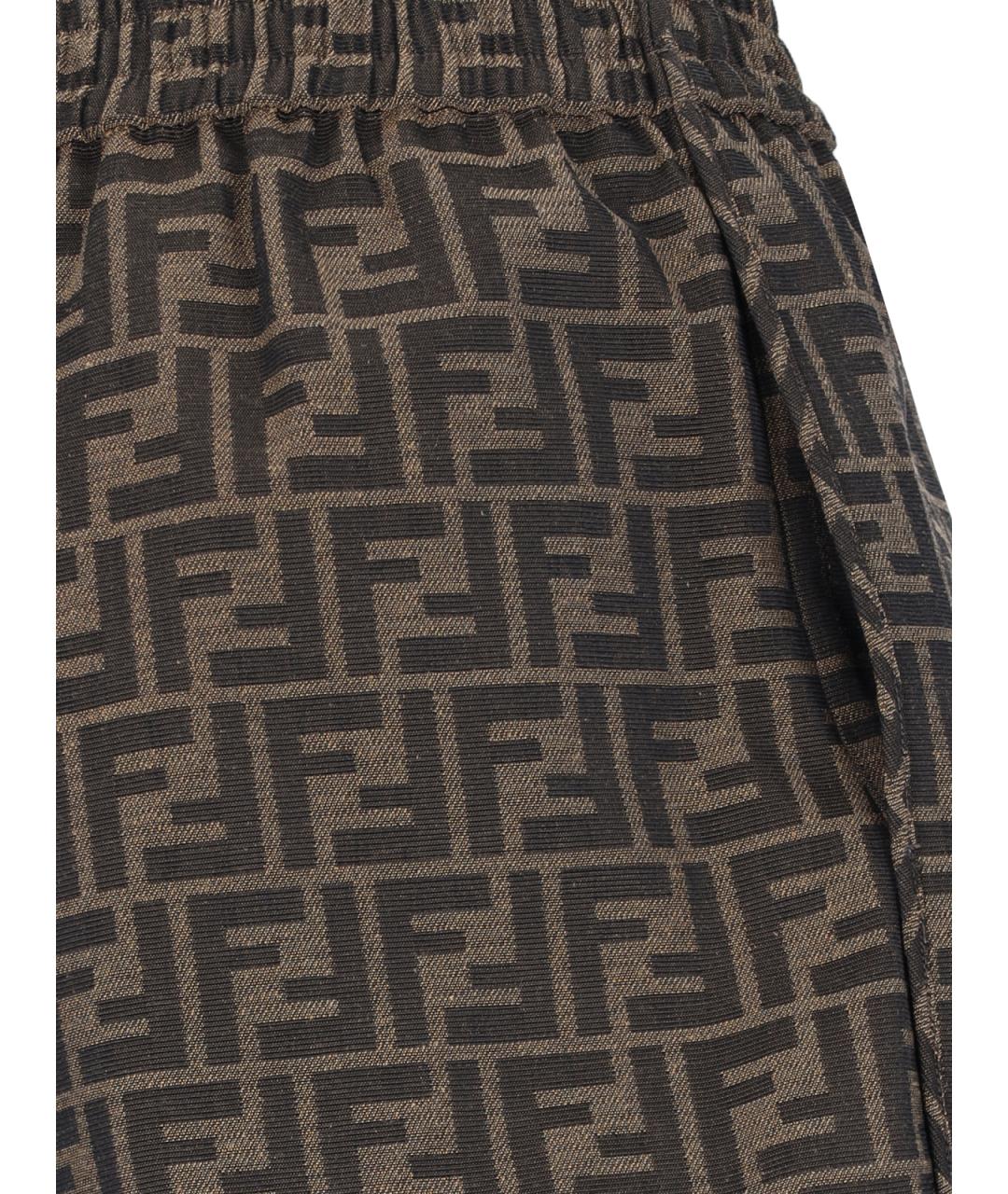 FENDI Коричневые полиэстеровые шорты, фото 5