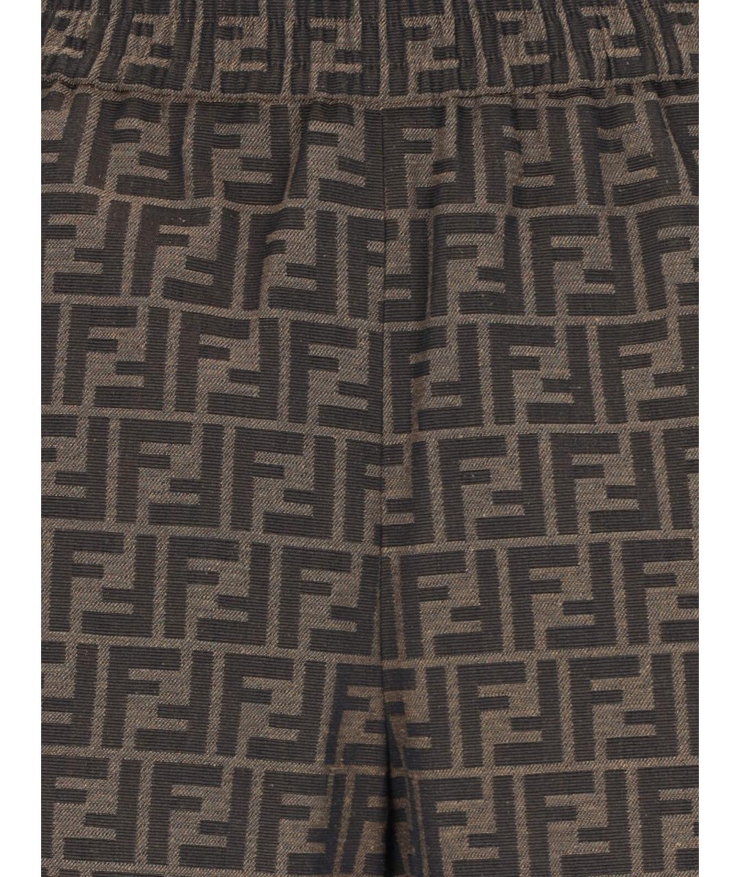 FENDI Коричневые полиэстеровые шорты, фото 4