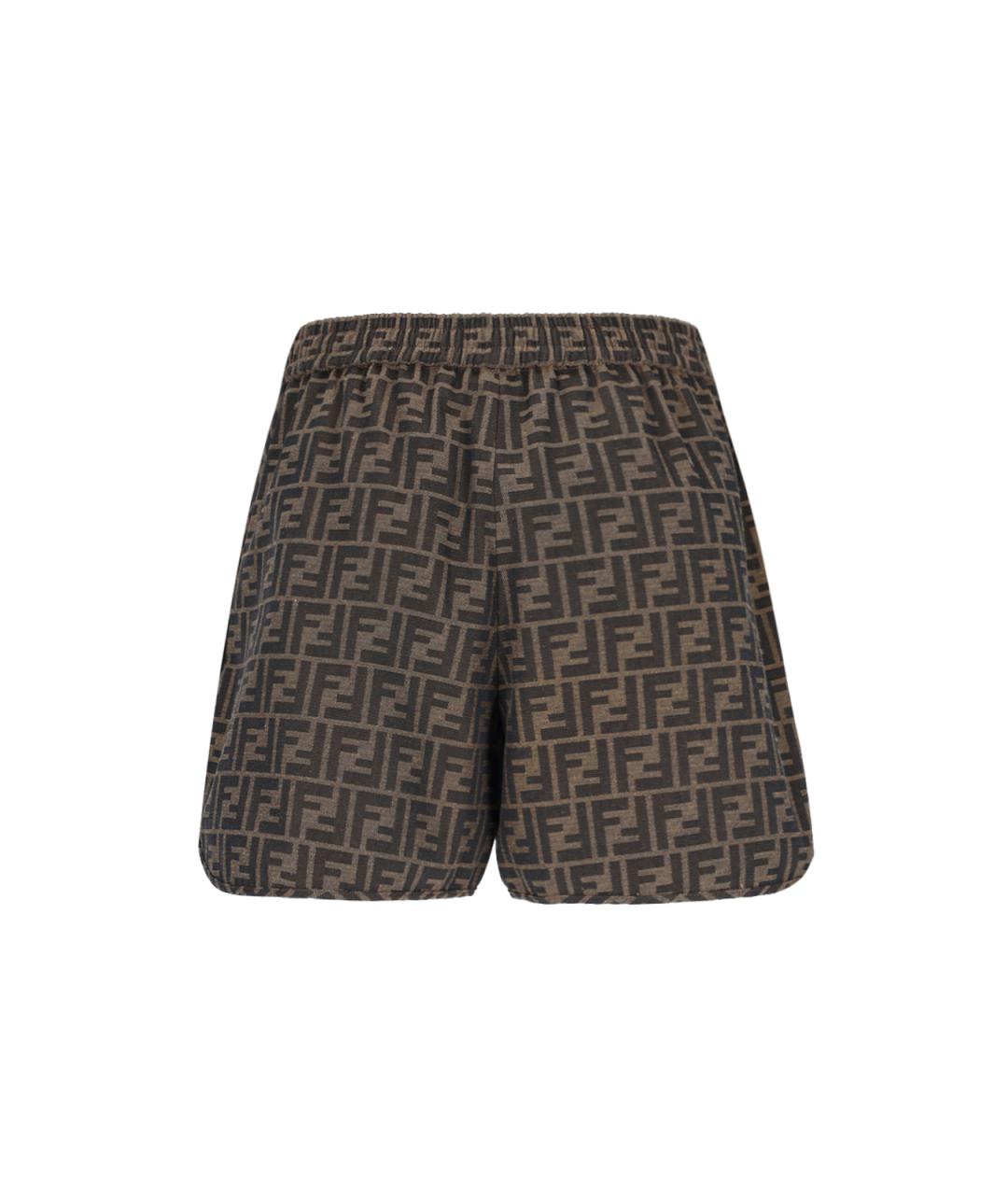 FENDI Коричневые полиэстеровые шорты, фото 2