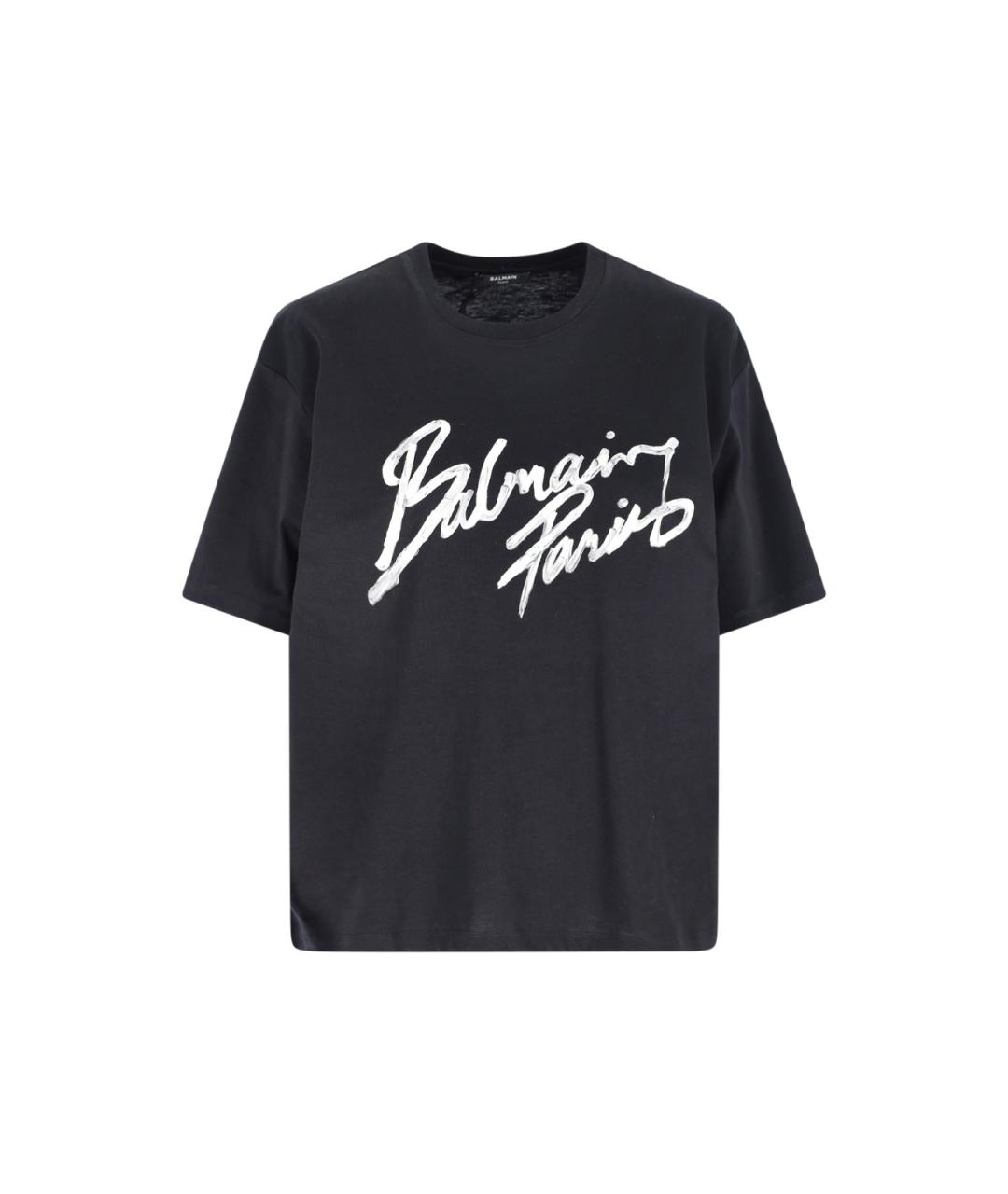 BALMAIN Черная хлопковая футболка, фото 1