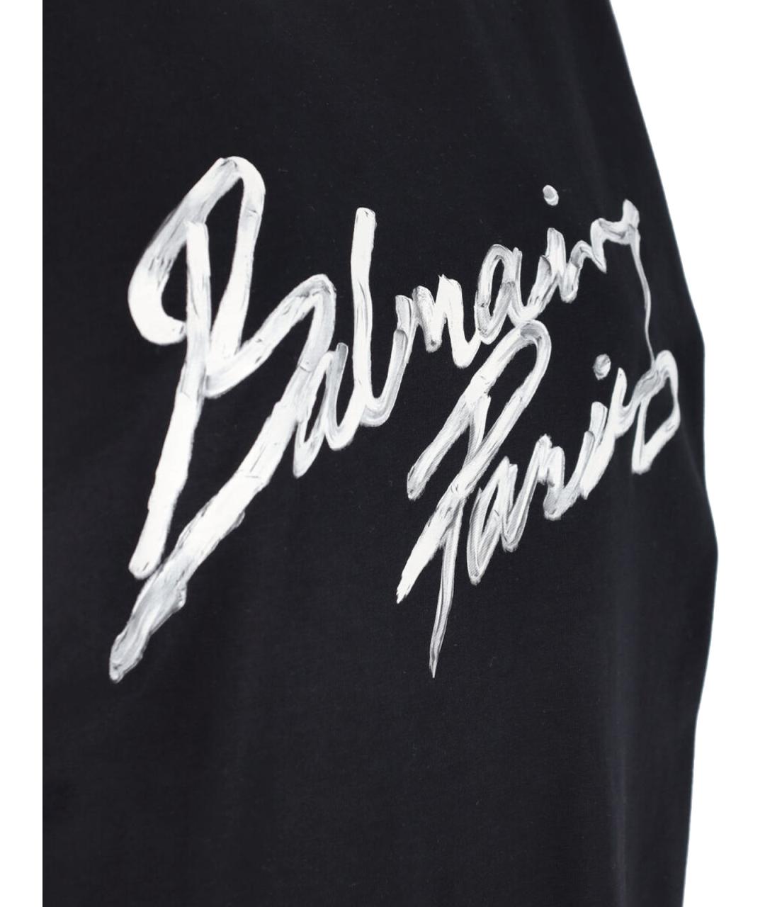 BALMAIN Черная хлопковая футболка, фото 3