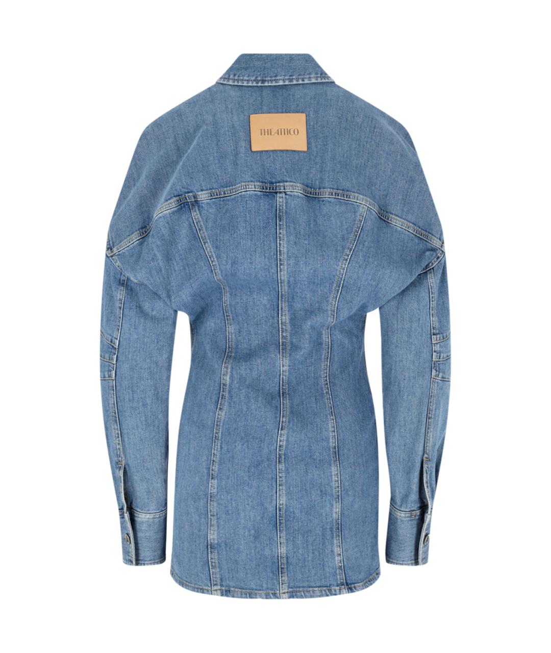 THE ATTICO Синее хлопковое повседневное платье, фото 2