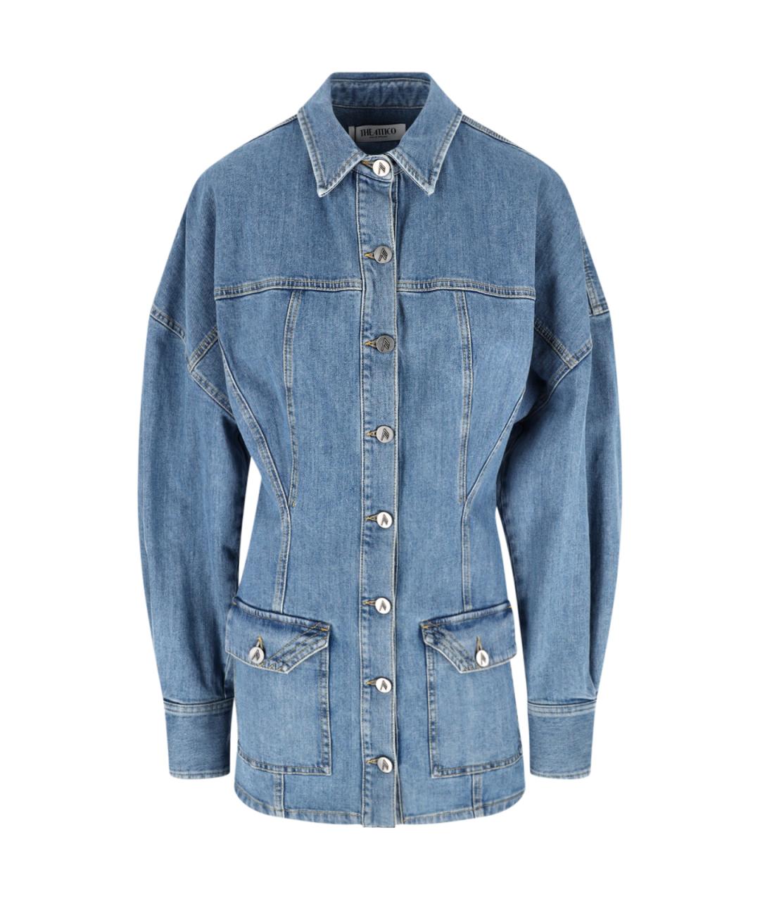 THE ATTICO Синее хлопковое повседневное платье, фото 1