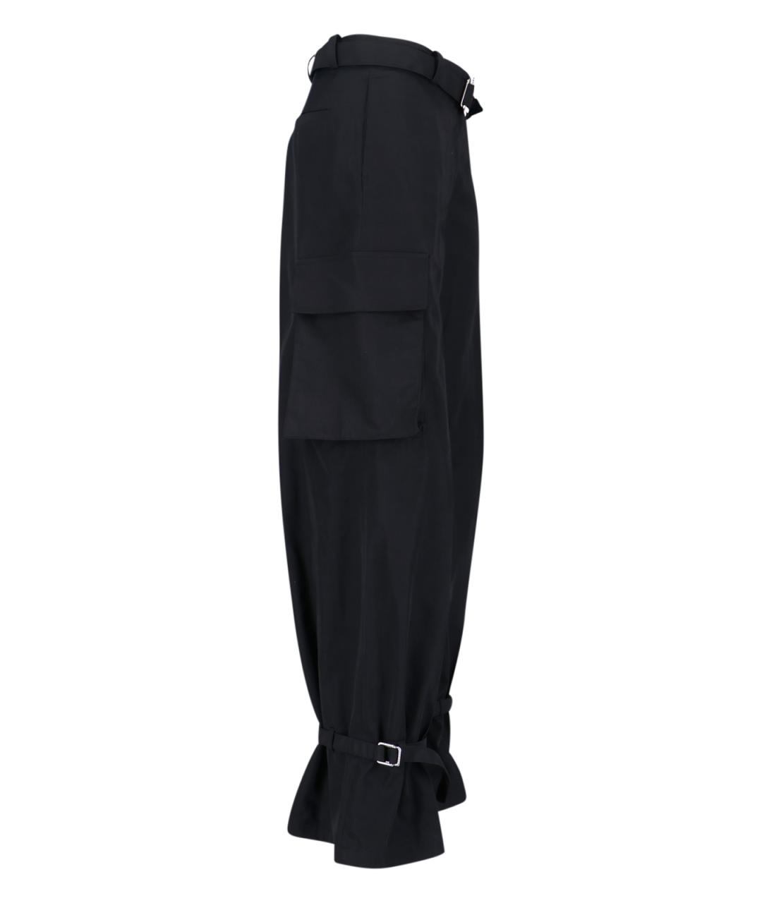 THE ATTICO Черные полиэстеровые прямые брюки, фото 3
