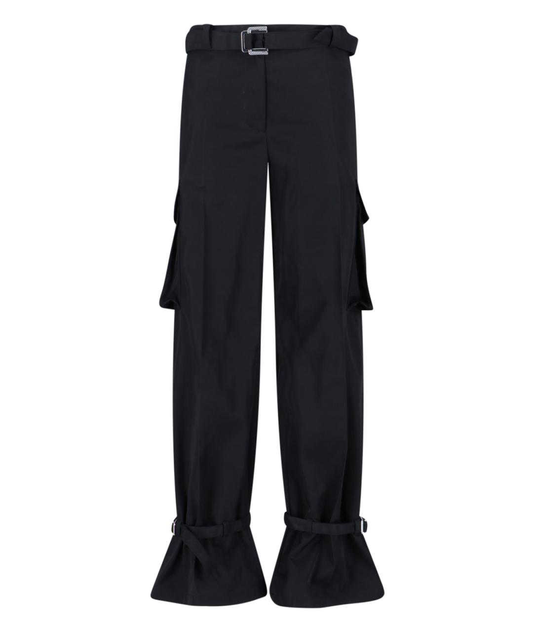 THE ATTICO Черные полиэстеровые прямые брюки, фото 1