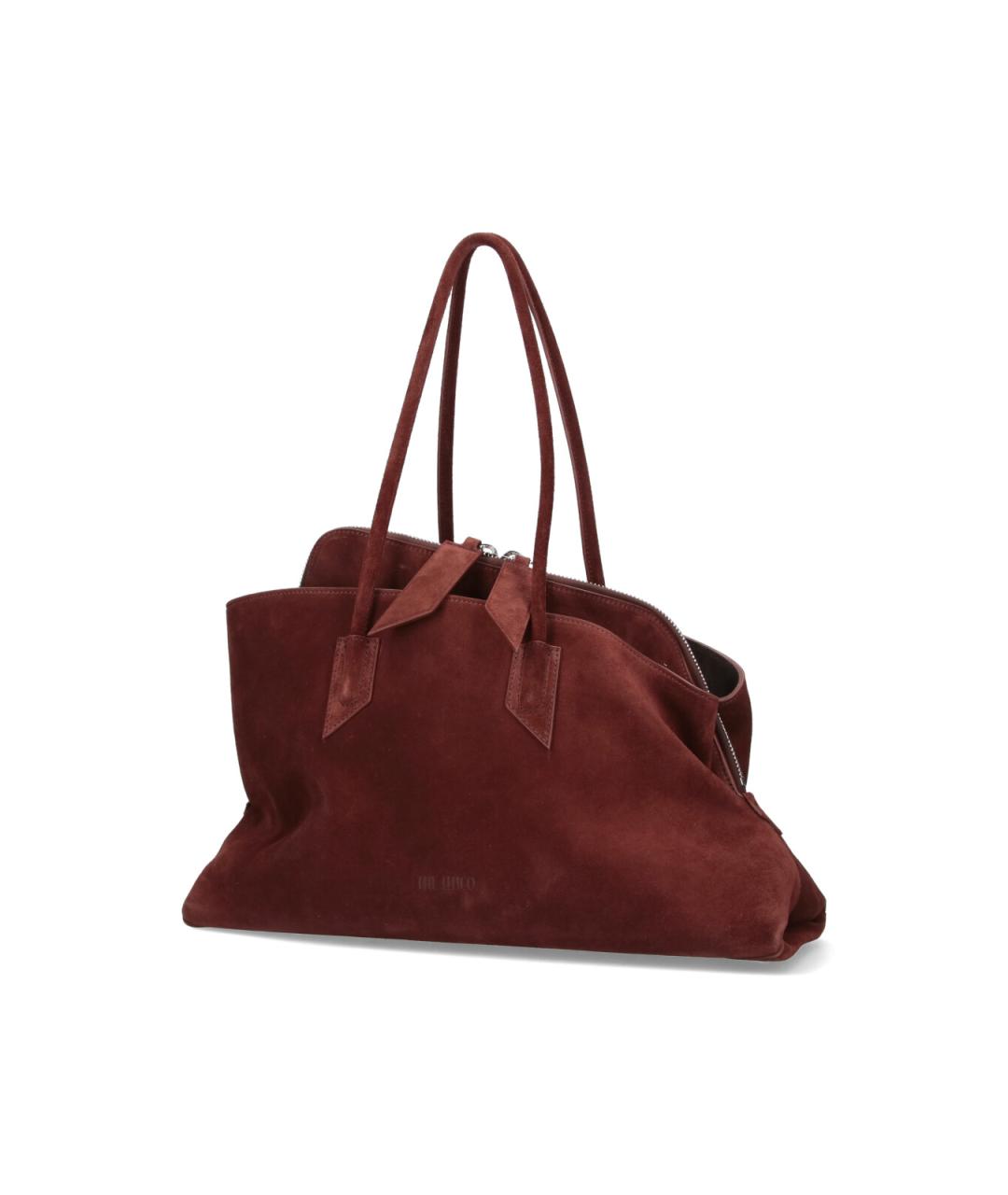 THE ATTICO Коричневая замшевая сумка тоут, фото 2