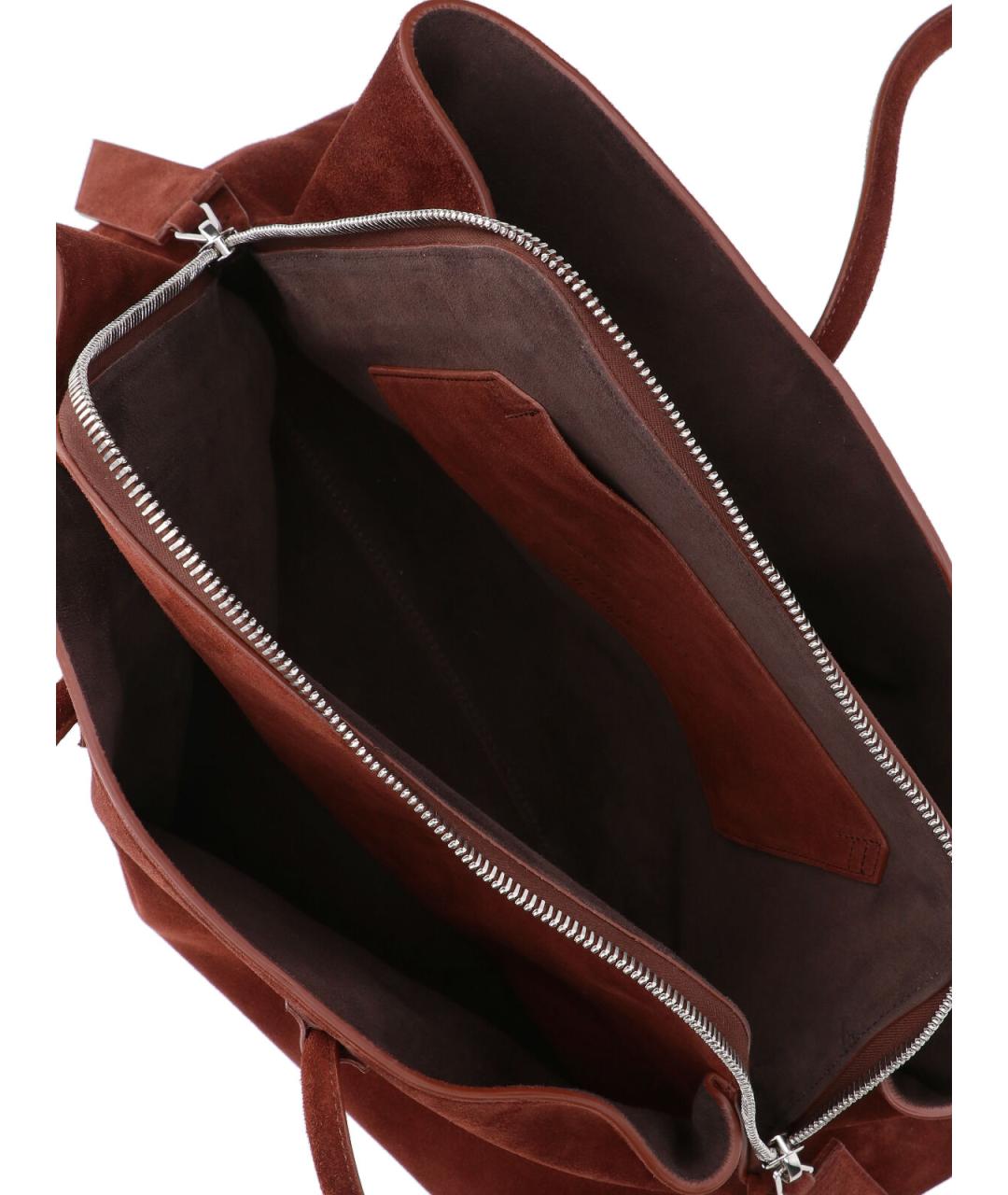 THE ATTICO Коричневая замшевая сумка тоут, фото 4