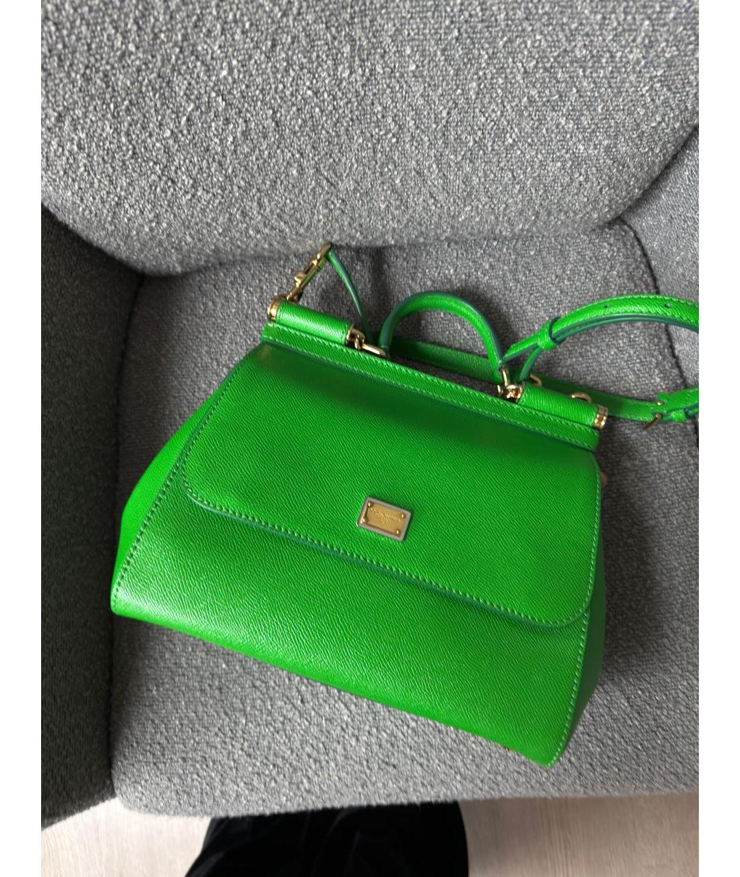 DOLCE&GABBANA Зеленая кожаная сумка тоут, фото 2
