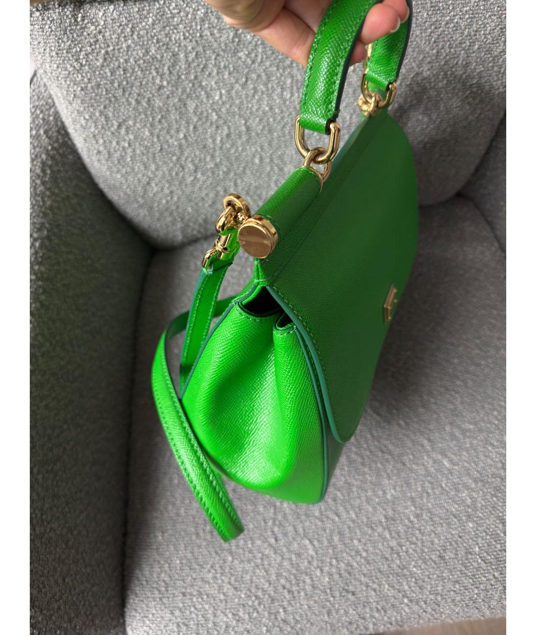 DOLCE&GABBANA Зеленая кожаная сумка тоут, фото 3