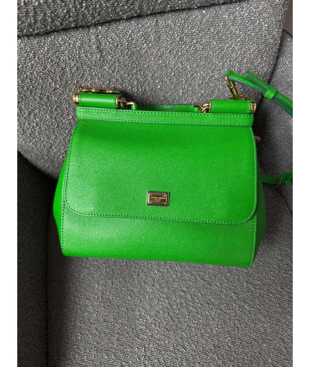 DOLCE&GABBANA Зеленая кожаная сумка тоут, фото 5