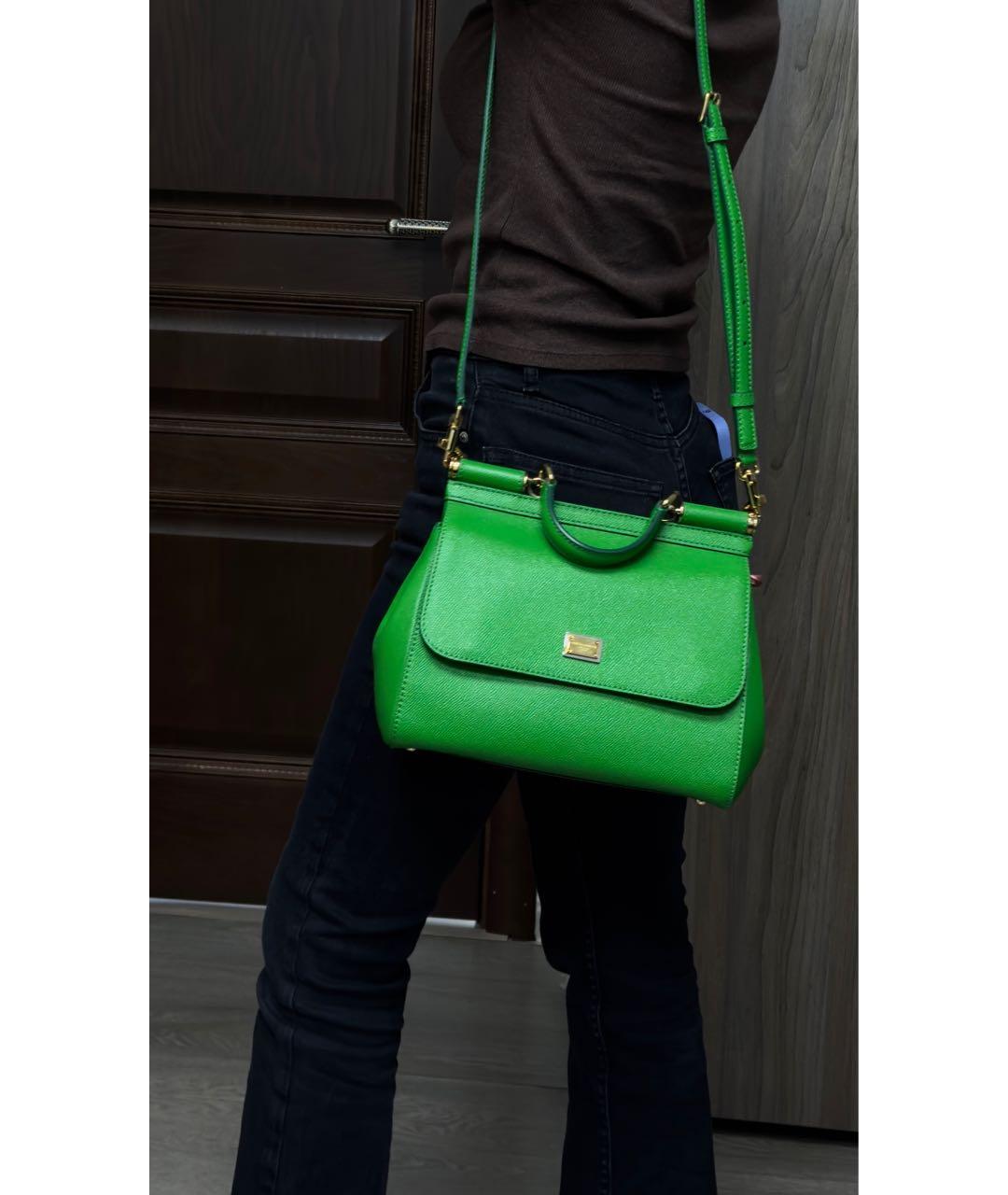 DOLCE&GABBANA Зеленая кожаная сумка тоут, фото 4