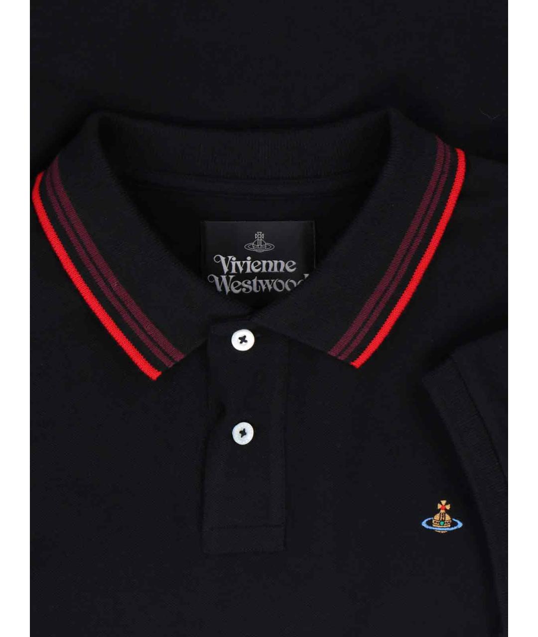VIVIENNE WESTWOOD Черное хлопковое поло с длинным рукавом, фото 3