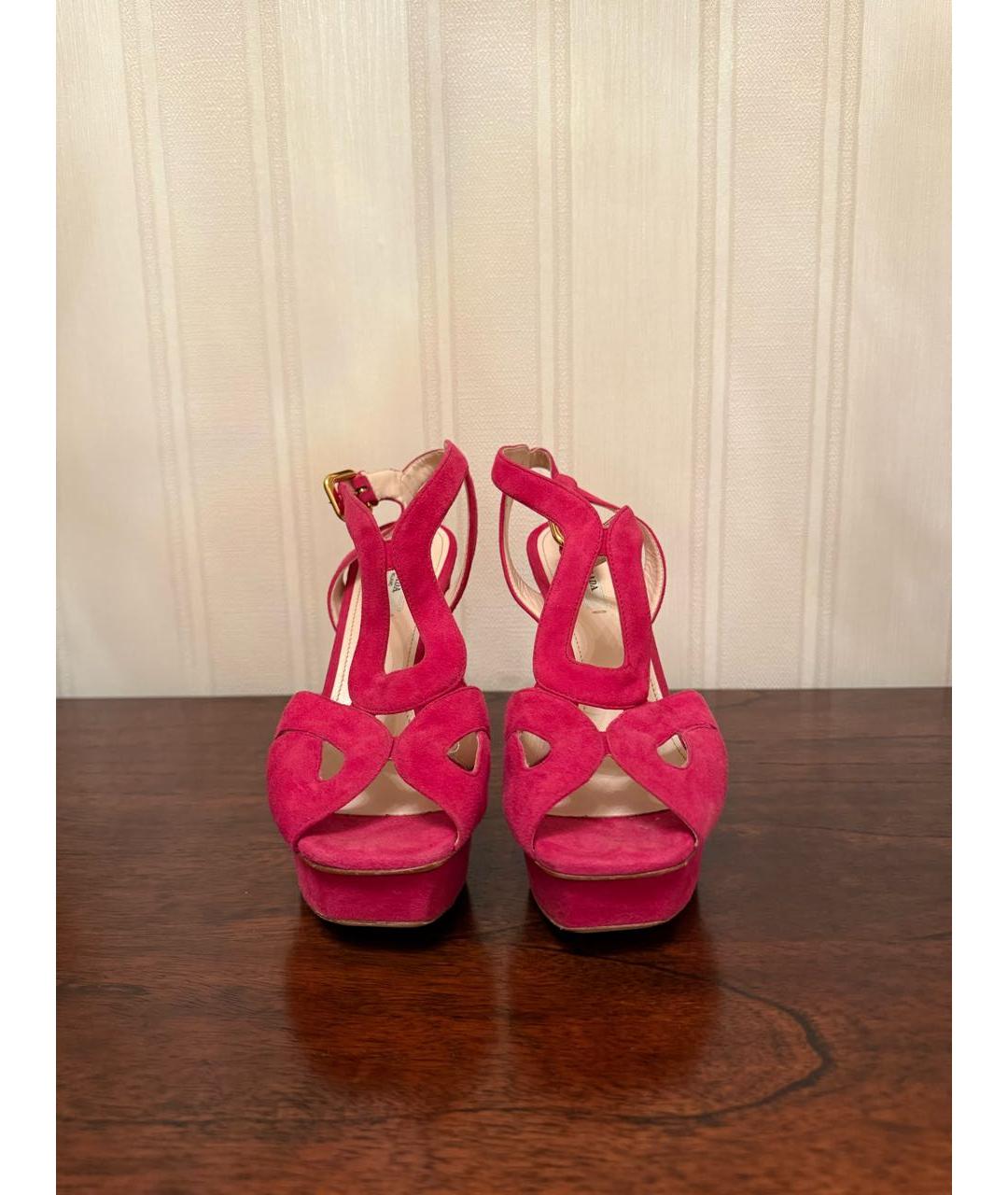 PRADA Розовые замшевые босоножки, фото 2