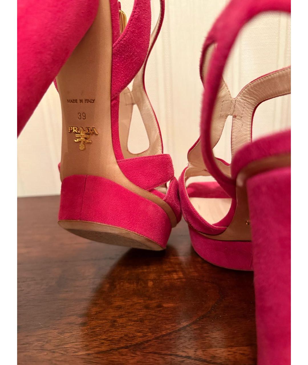 PRADA Розовые замшевые босоножки, фото 3