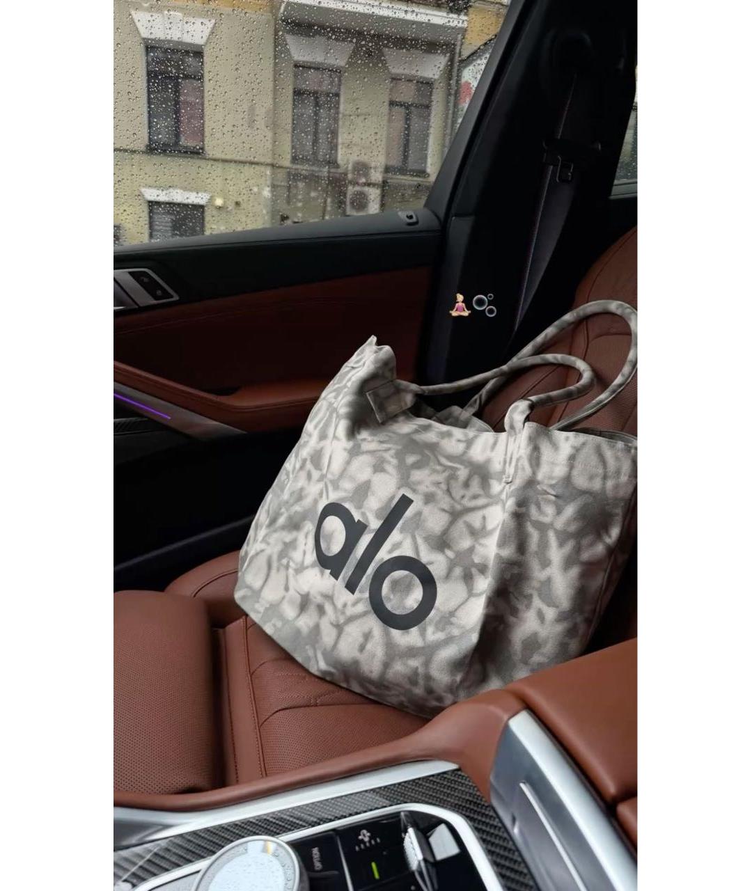 ALO YOGA Серая хлопковая сумка тоут, фото 4