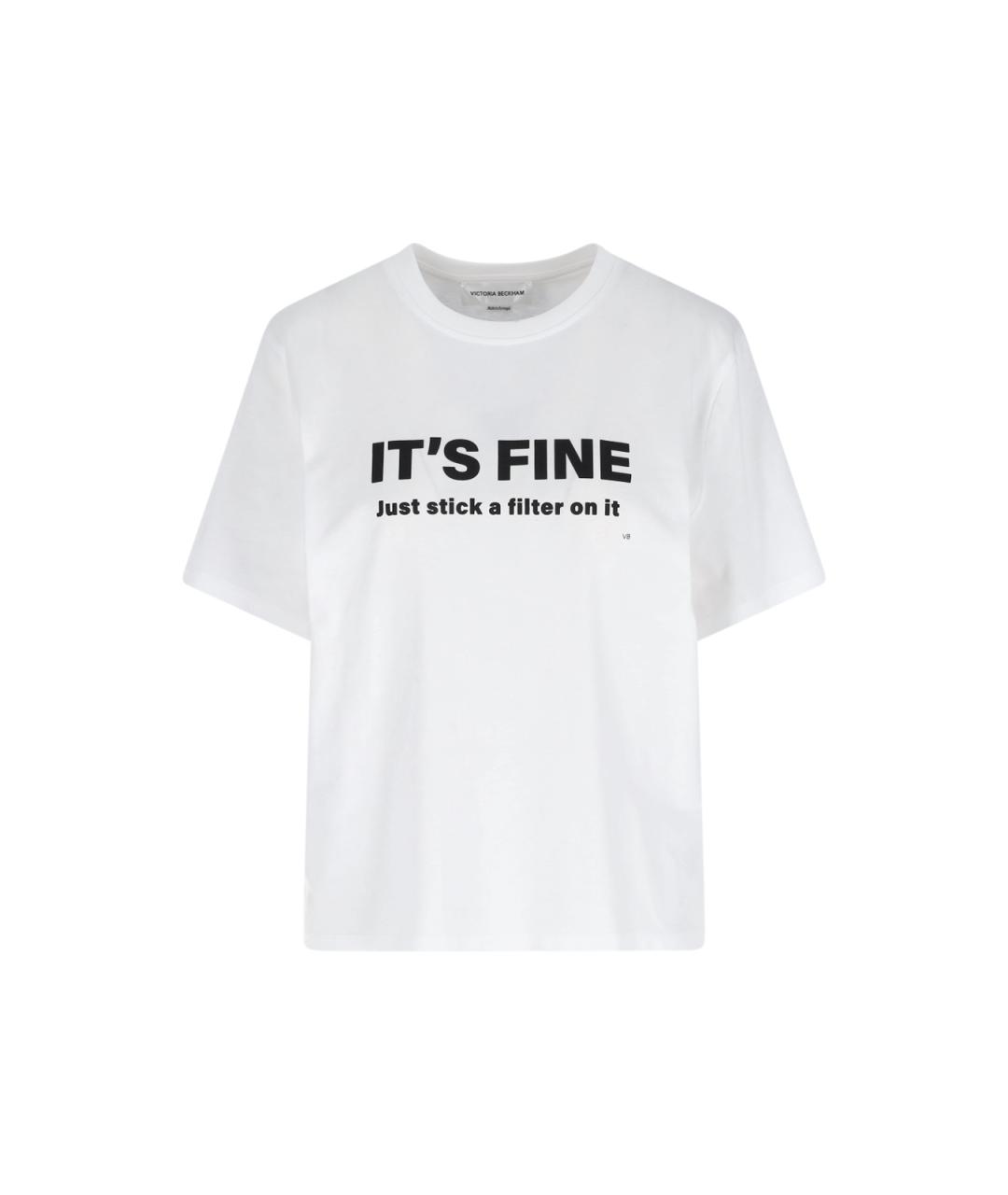 VICTORIA BECKHAM Белая хлопковая футболка, фото 1