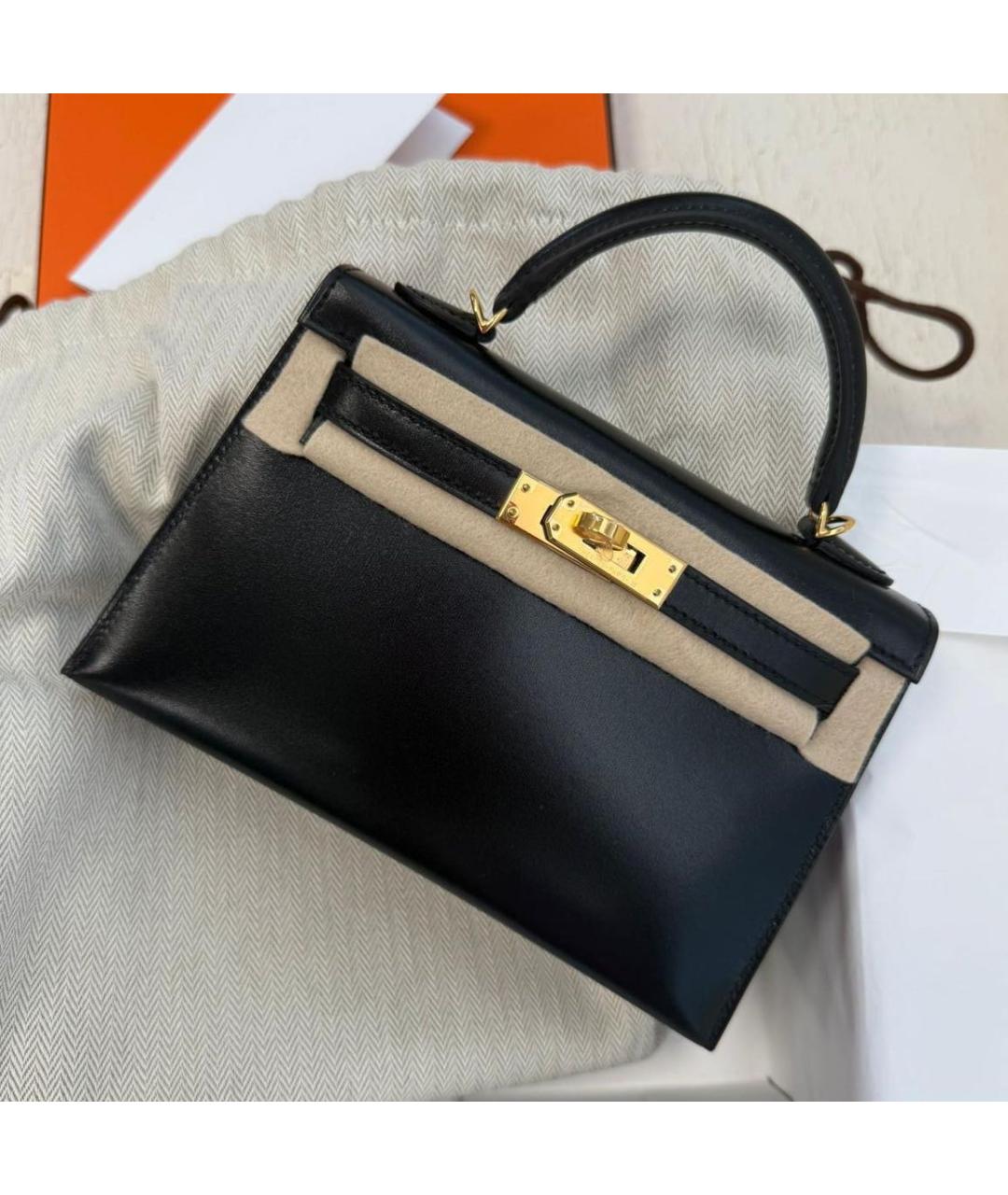 HERMES Черная сумка с короткими ручками, фото 3