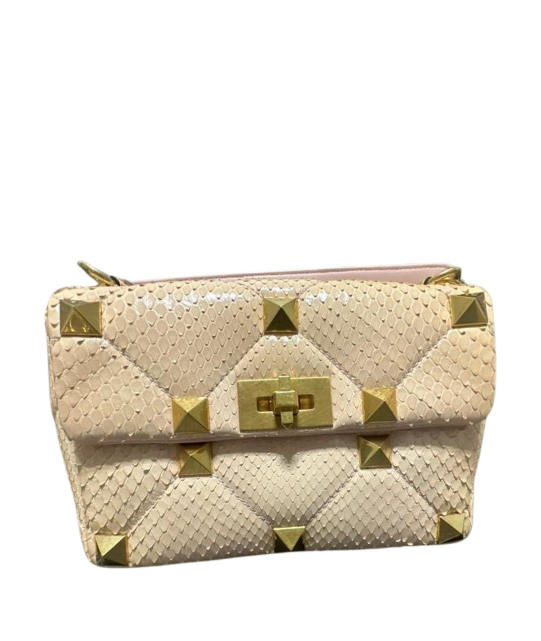 VALENTINO Бежевая сумка с короткими ручками из экзотической кожи, фото 1