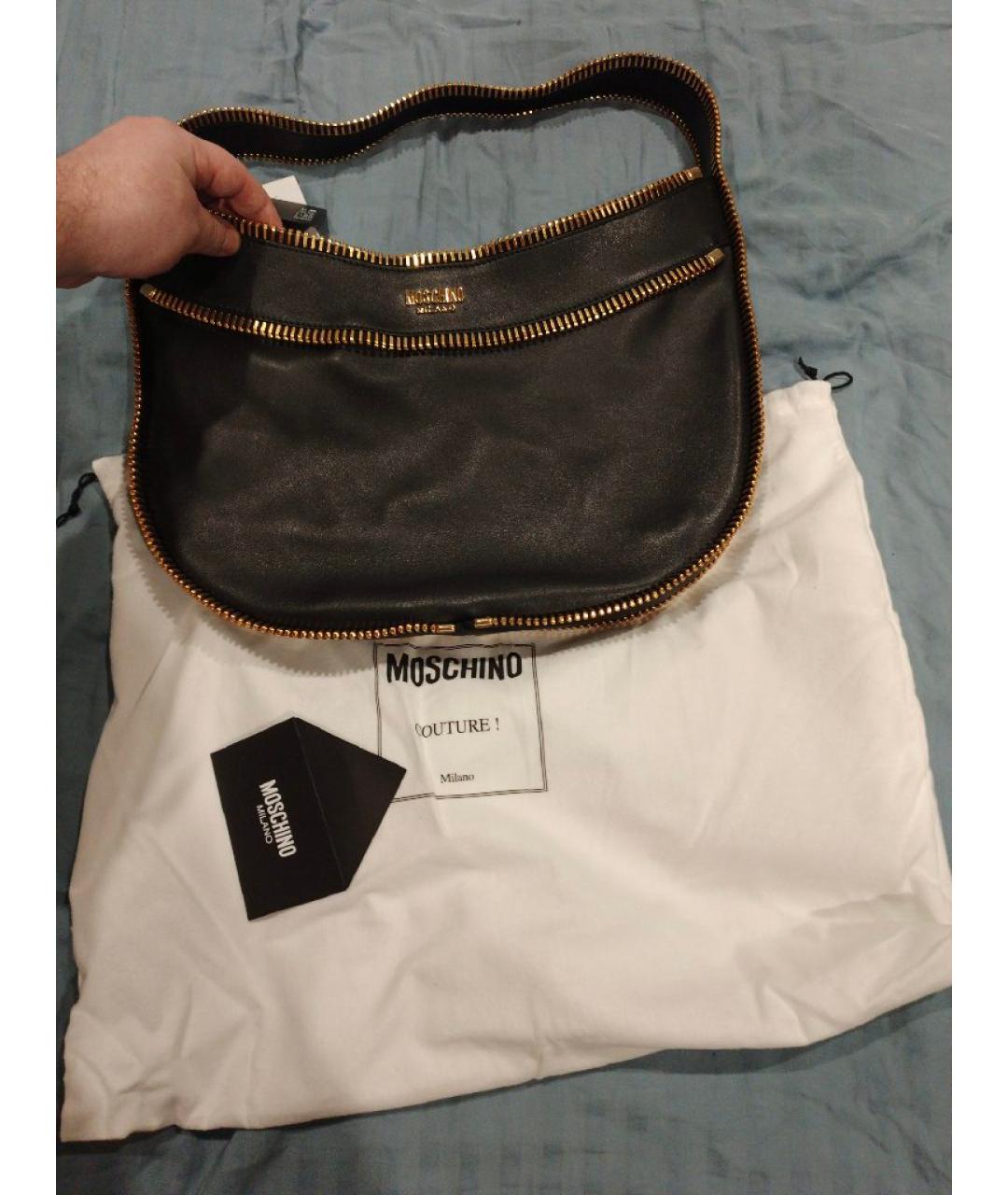 MOSCHINO Черная кожаная сумка через плечо, фото 5