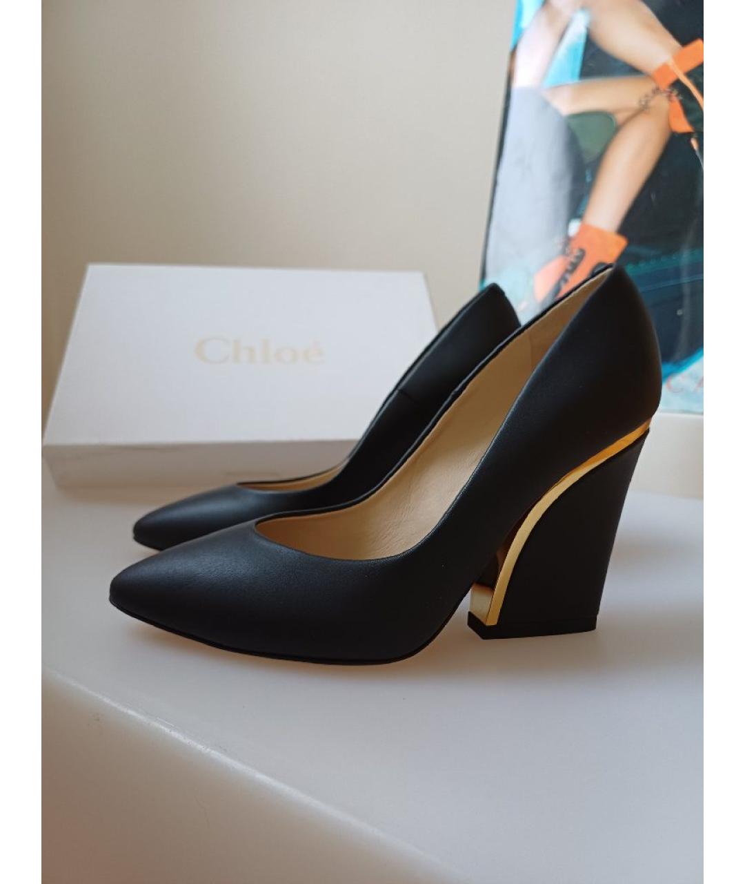 CHLOE Черные кожаные туфли, фото 6