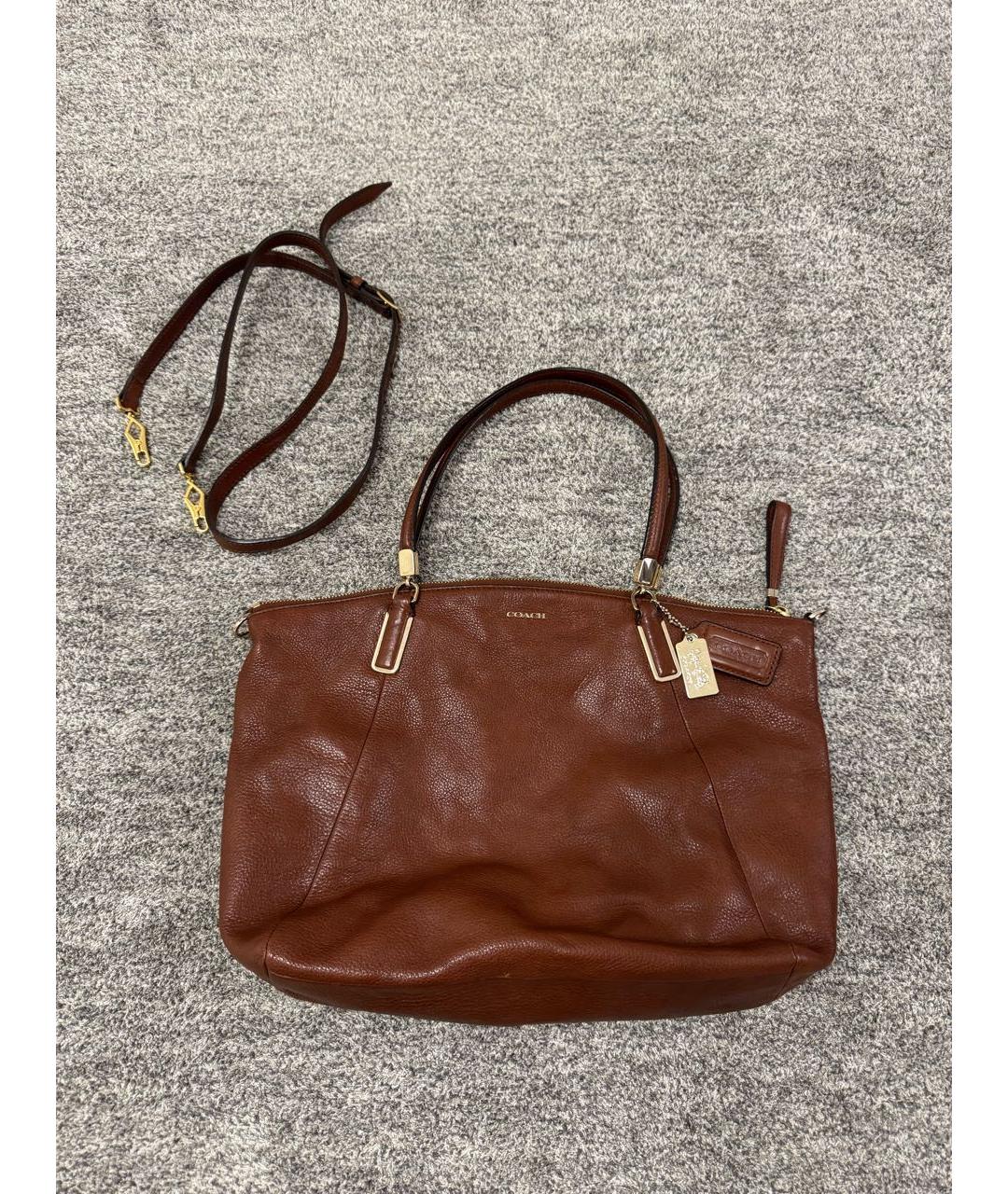COACH Коричневая кожаная сумка тоут, фото 2