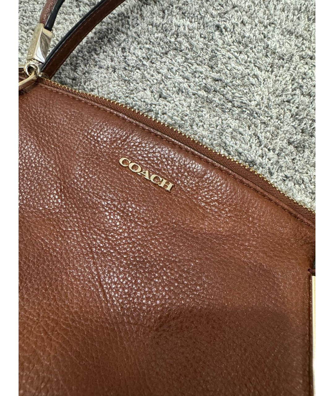 COACH Коричневая кожаная сумка тоут, фото 6