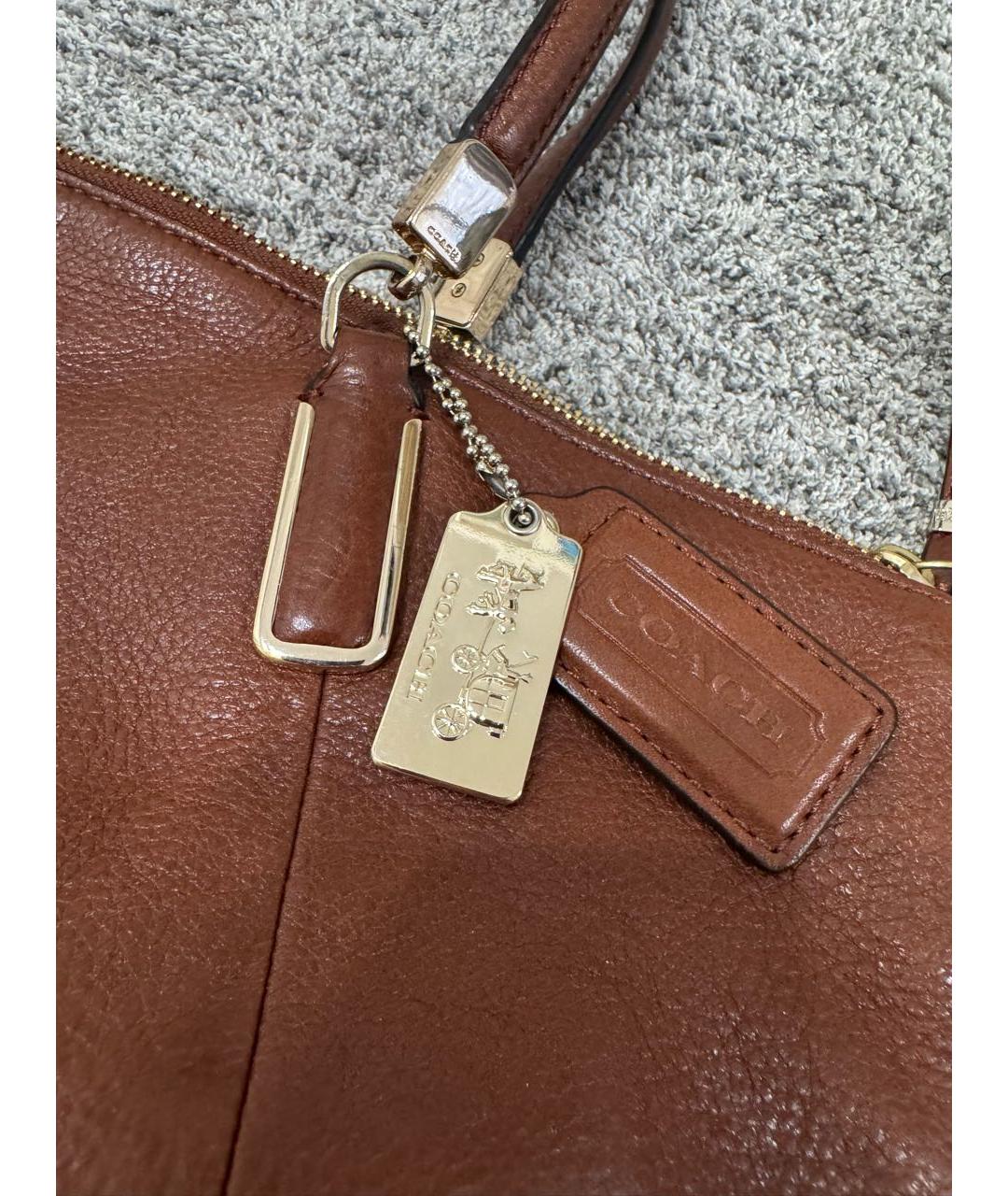 COACH Коричневая кожаная сумка тоут, фото 5