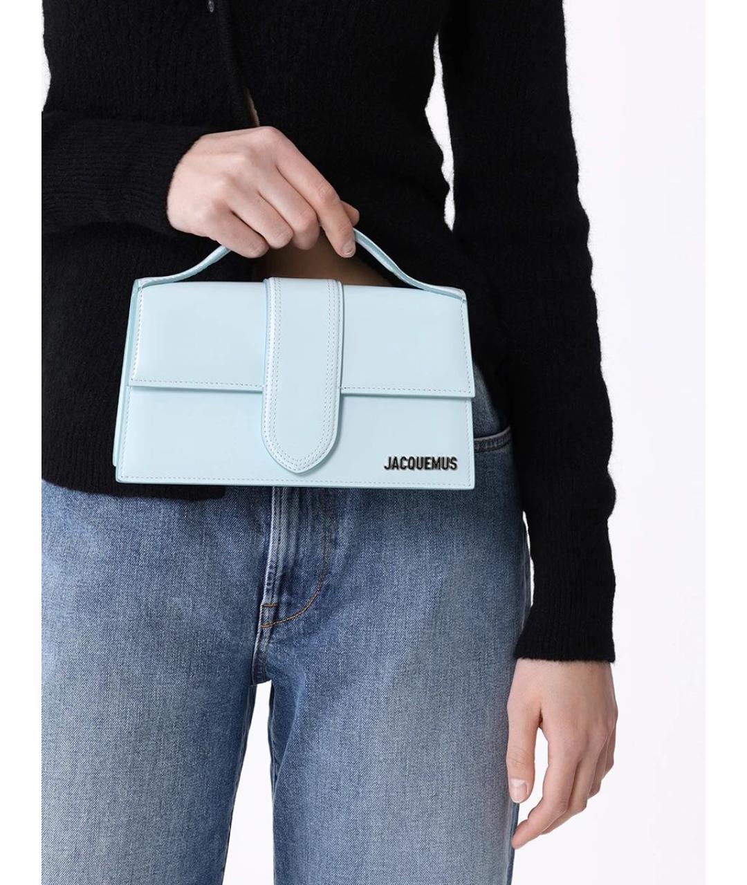 JACQUEMUS Голубая кожаная сумка через плечо, фото 4