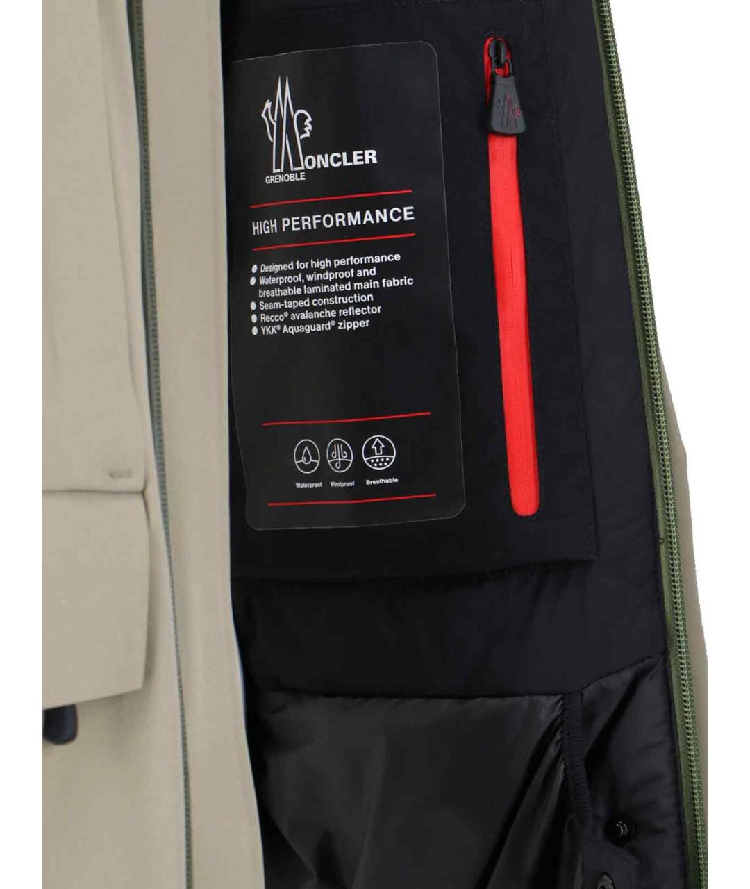 MONCLER GRENOBLE Зеленая полиэстеровая куртка, фото 5