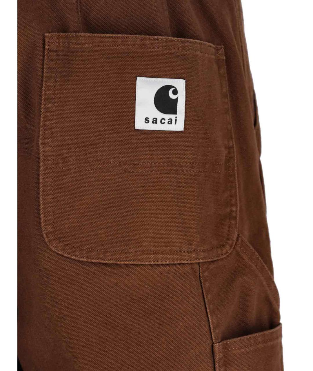 SACAI Коричневые хлопковые прямые брюки, фото 5