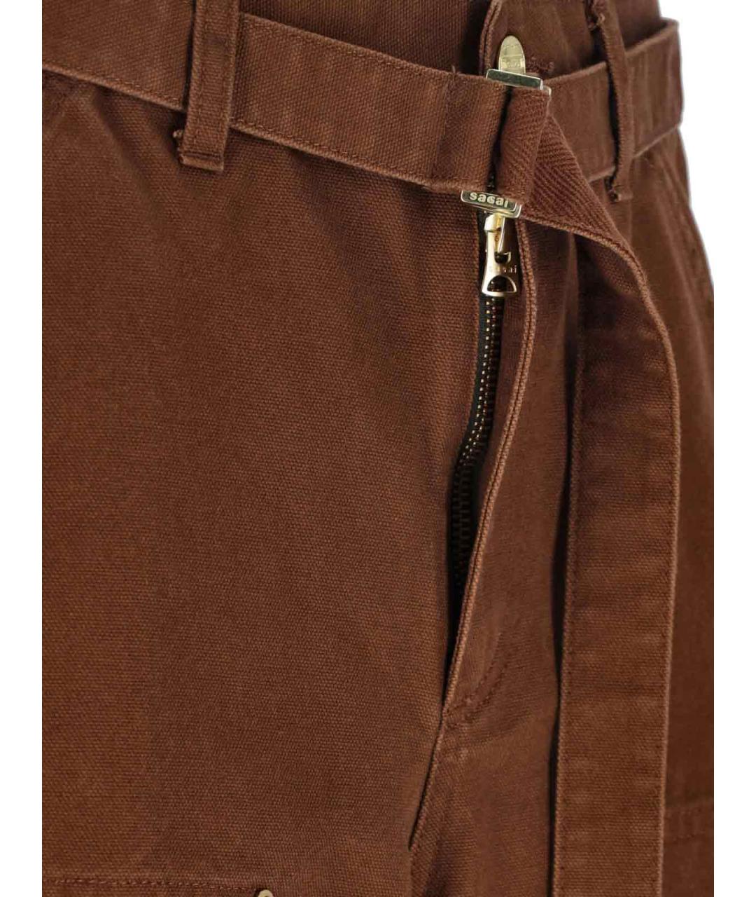 SACAI Коричневые хлопковые прямые брюки, фото 4