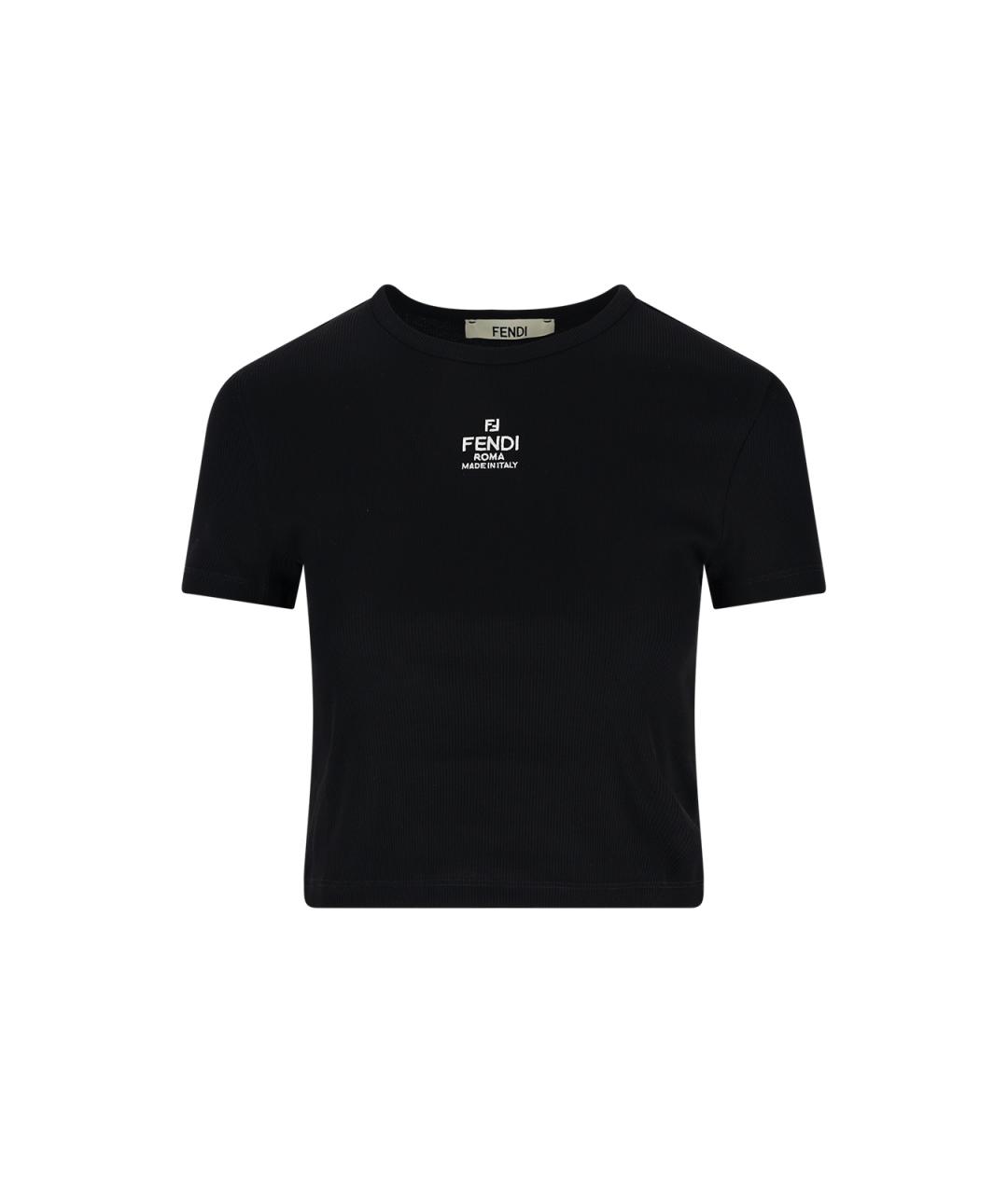 FENDI Черная хлопковая футболка, фото 1
