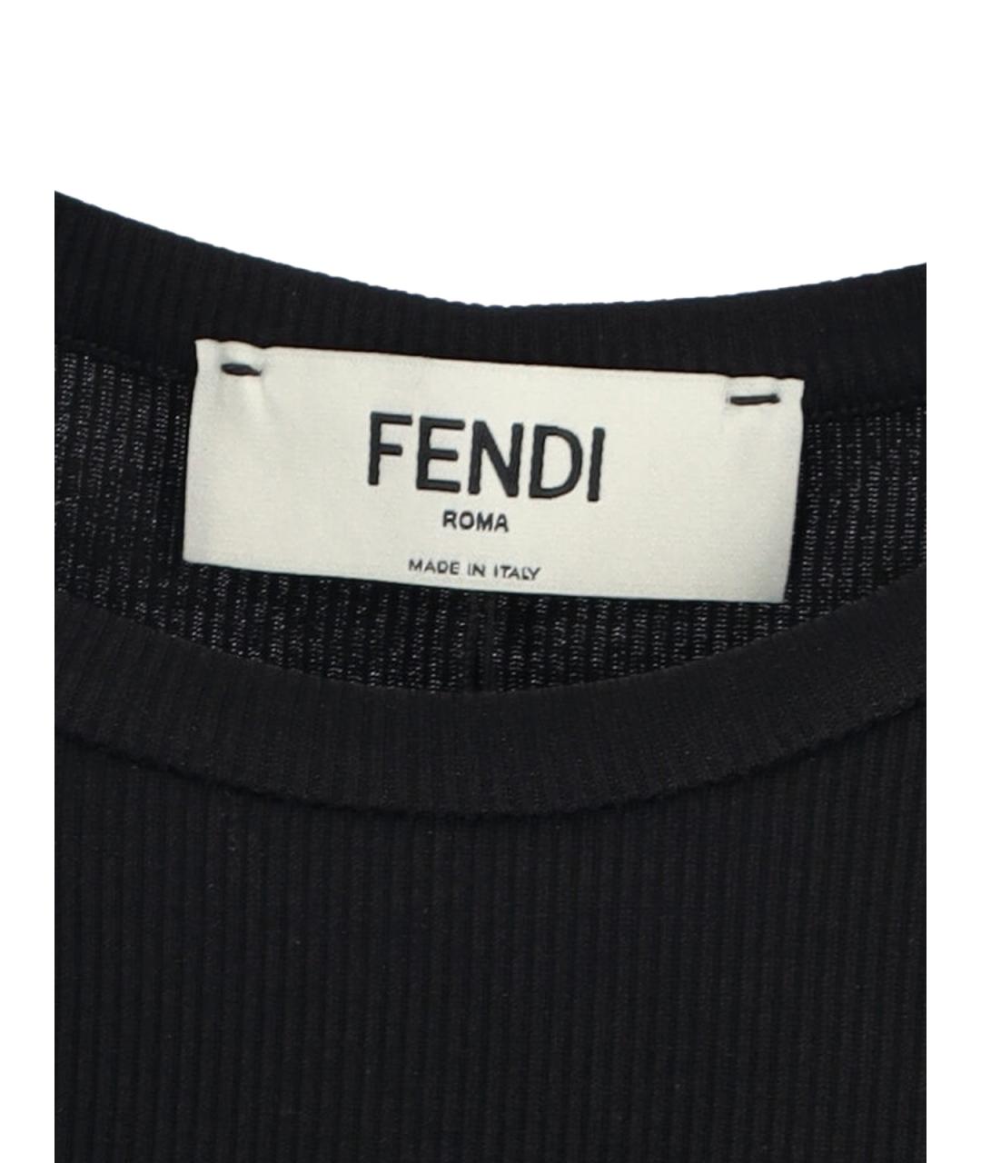 FENDI Черная хлопковая футболка, фото 4