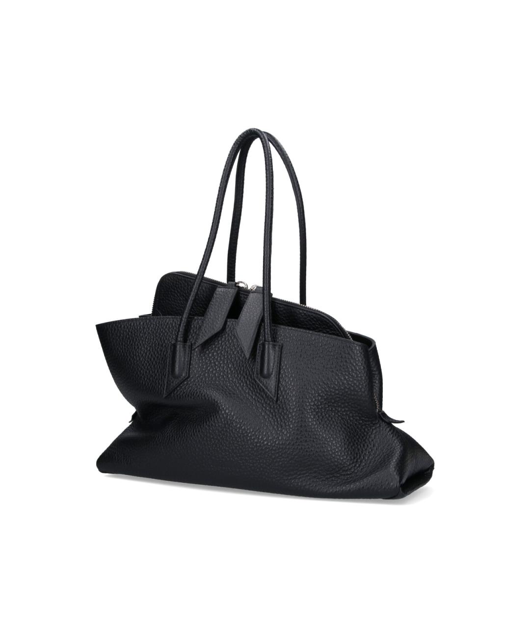 THE ATTICO Черная кожаная сумка тоут, фото 2