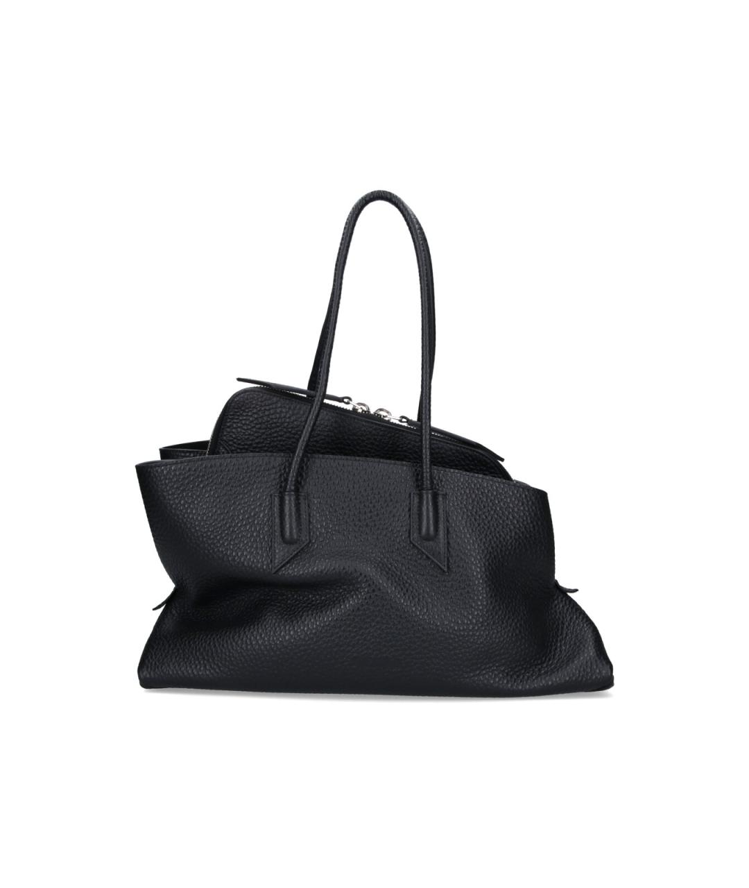 THE ATTICO Черная кожаная сумка тоут, фото 1