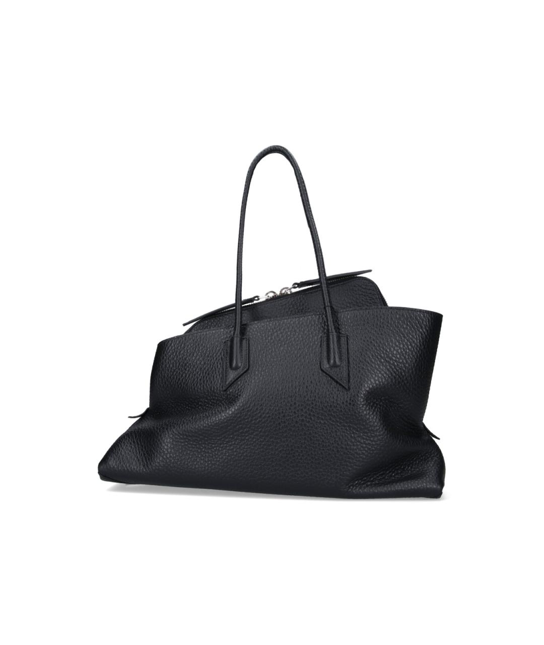 THE ATTICO Черная кожаная сумка тоут, фото 3