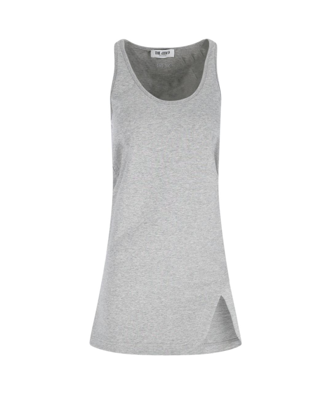 THE ATTICO Серое хлопковое повседневное платье, фото 1