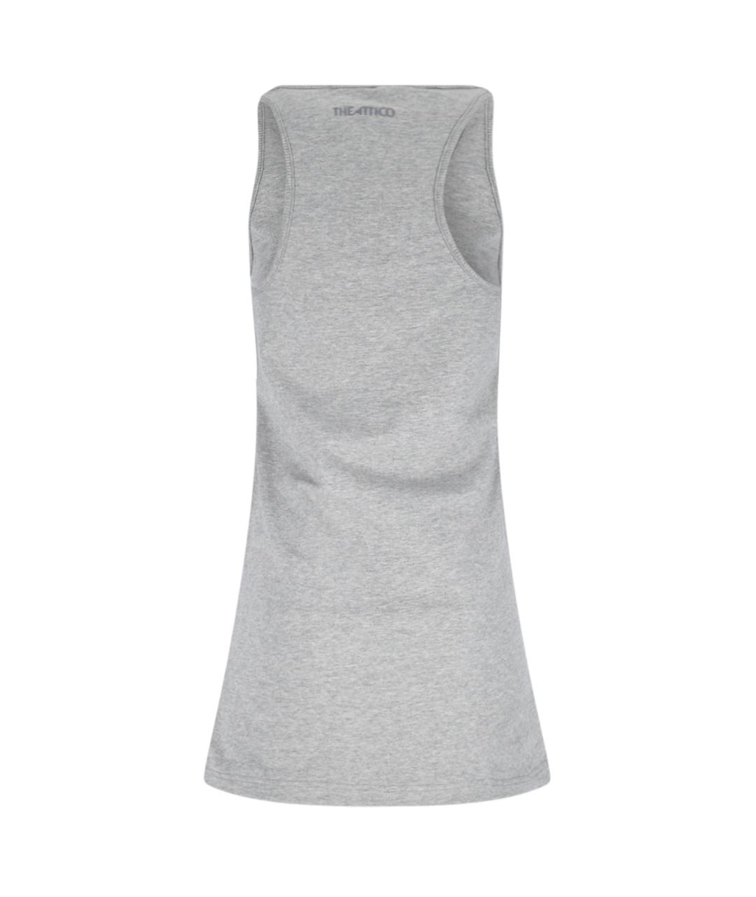 THE ATTICO Серое хлопковое повседневное платье, фото 2