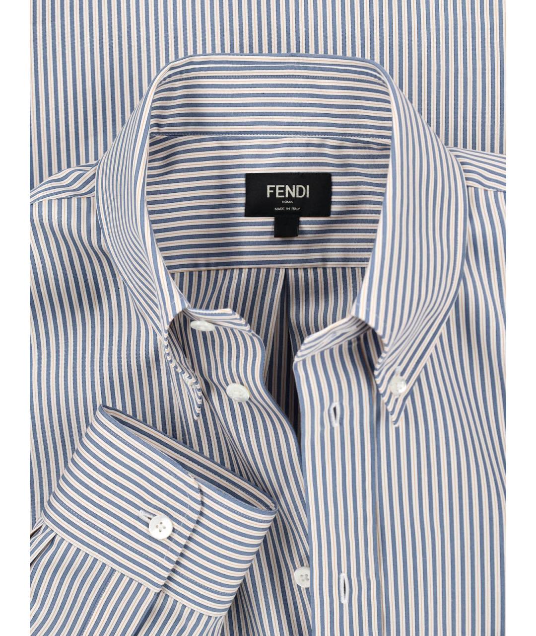 FENDI Синяя хлопковая кэжуал рубашка, фото 5